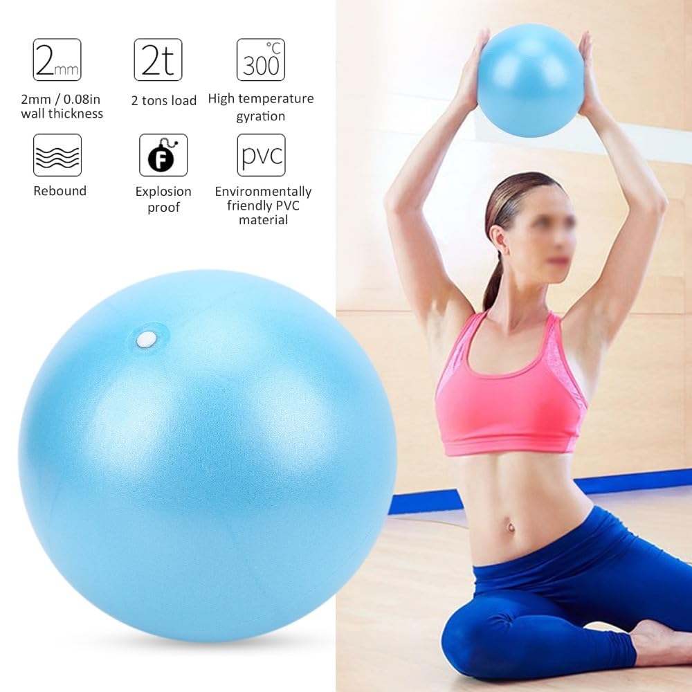 Chiffonade 25cm Non-Slip Exercise Ball for Yoga & Pilates - Small Stability Ball for Core Strength Training, Home Gym, Balance Workouts (Blue)