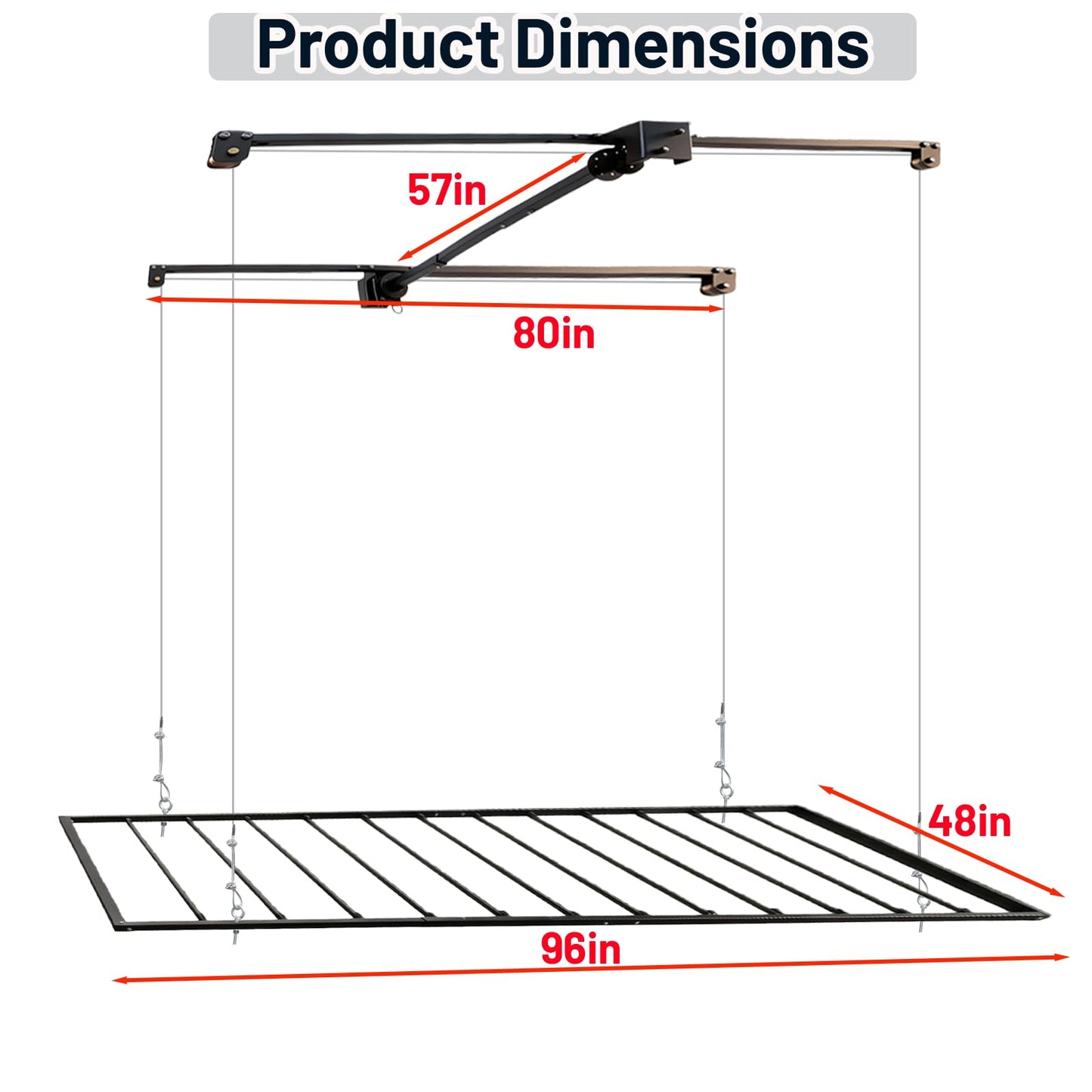 KIPPDURO 4×8 ft Heavy Duty Overhead Garage Storage Rack, 661 lbs Capacity with Safety Lock,Ceiling Mounted Storage Shelf, Steel Garage Ceiling Organizer for Garage, Basement, Warehouse (Black)