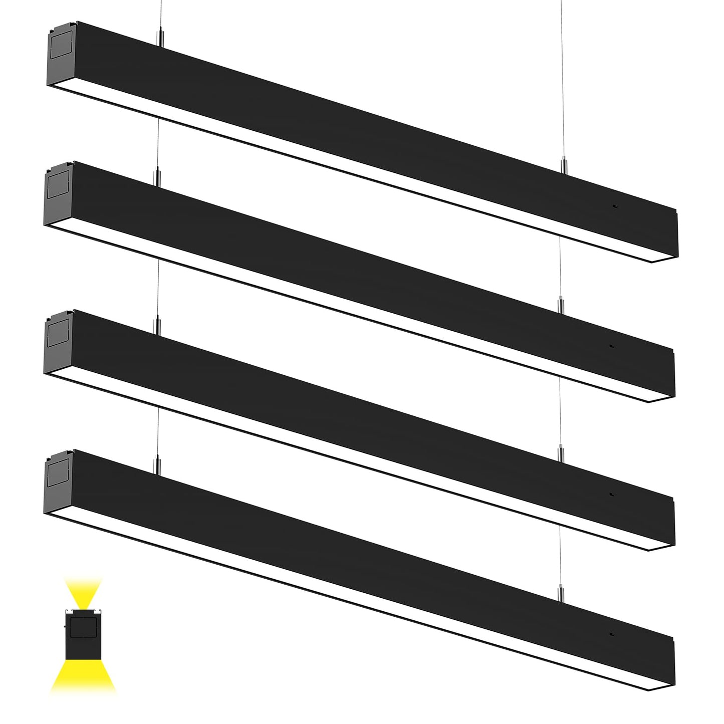 4FT Led Linear Lights,Linkable 8FT/12FT/16FT,35W Down + 15W Up Light,3/4/5KK 3CCT Selectable,Commercial Lighting Fixture for Office,0-10V Dimmable Linear Pendant Lighting for Shop,Garage,School