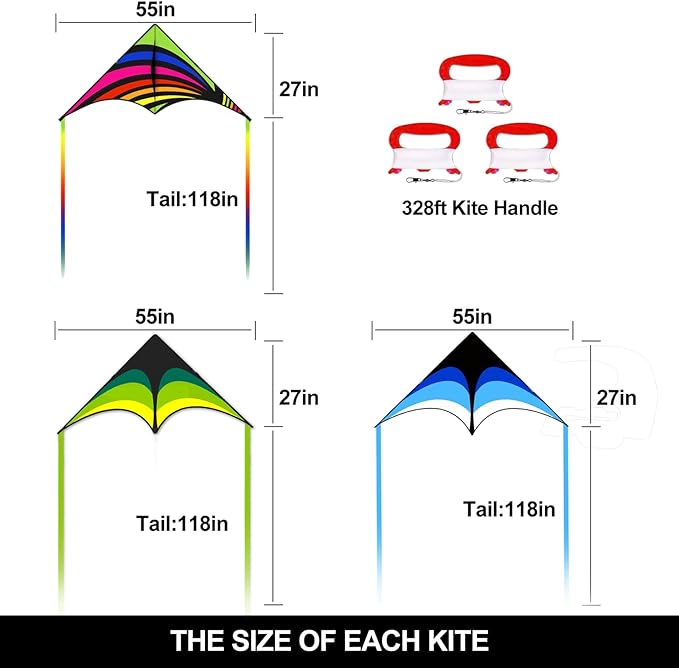 Delta Kite for Kids and Adults, Easy to Fly, Nylon Fabric with String Handle, Outdoor Beach Park Activities