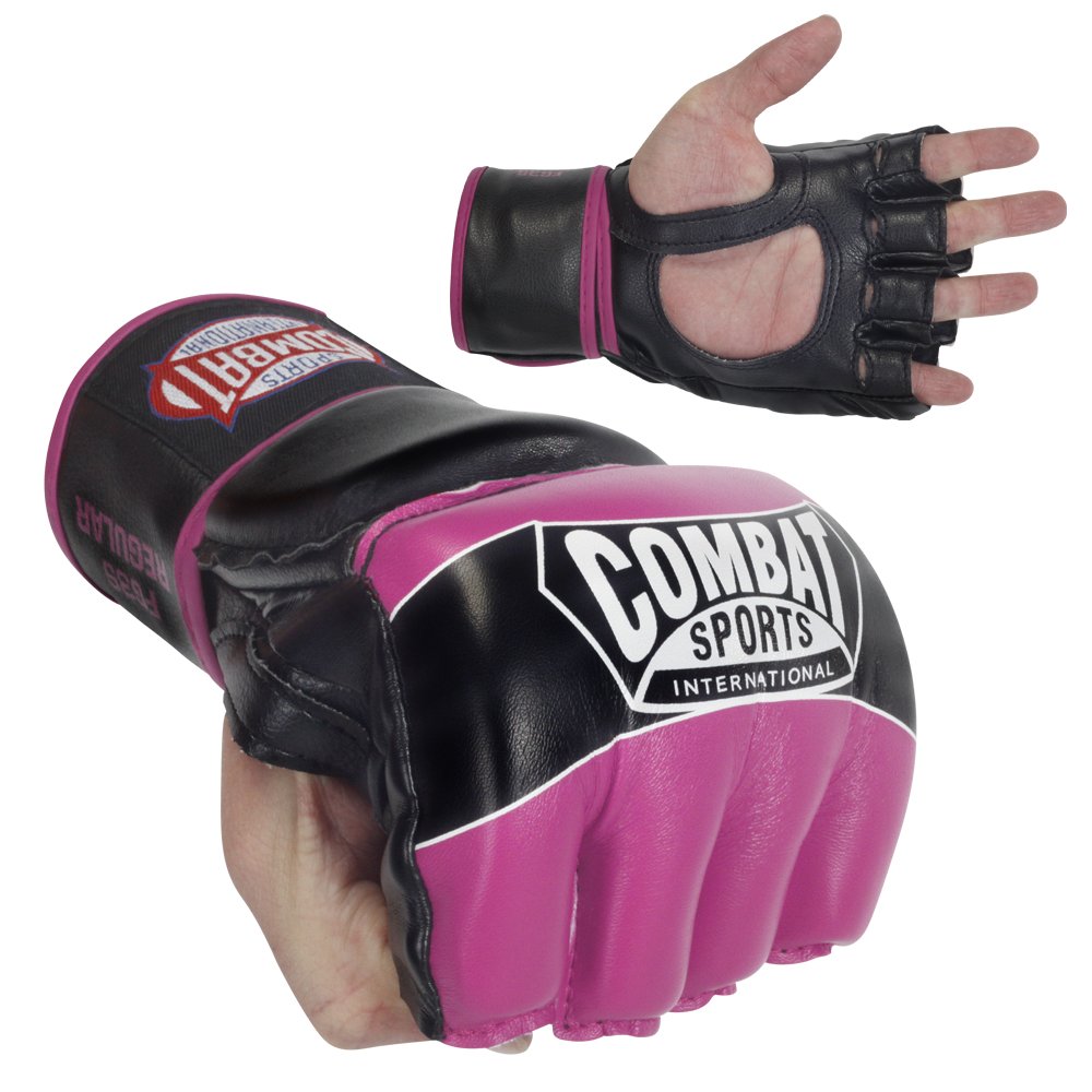 Combat Sports Pro Style MMA Grappling Gloves - 5oz Open Palm Synthetic Leather Fighting Gloves for Mixed Martial Arts, Sparring & Heavy Bag Training, Blue, Medium