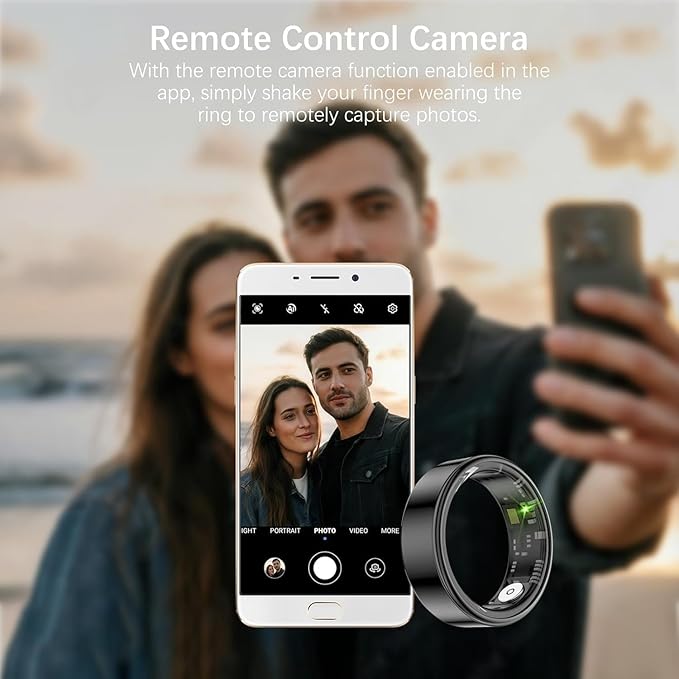 Smart Health Rings for Women Men, Fitness Tracker with Heart Rate, Blood Oxygen, HRV, Sleep Tracker, Step Tracker, No Subscription Fee, IP68 Waterproof Smart Ring for iphone & Android (Black 8#)