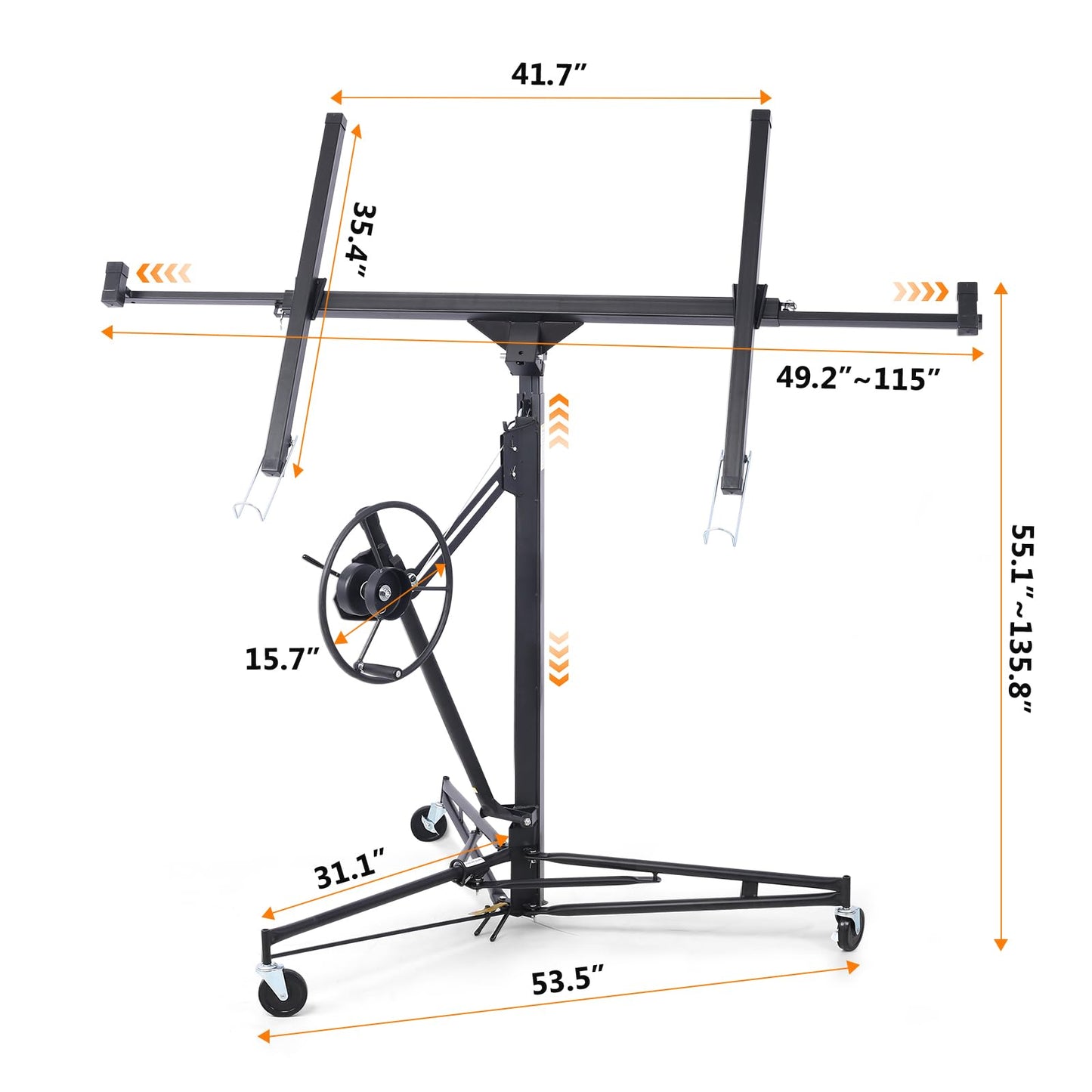 Rovibek Drywall Lift 11FT, Drywall Jack Lift for Ceiling, 360° Adjustable Drywall Panel Hoist, 150LBS Heavy Duty Drywall Lifter, Foldable Sheetrock Lift, Drywall Lift for Home Improvement (Black)