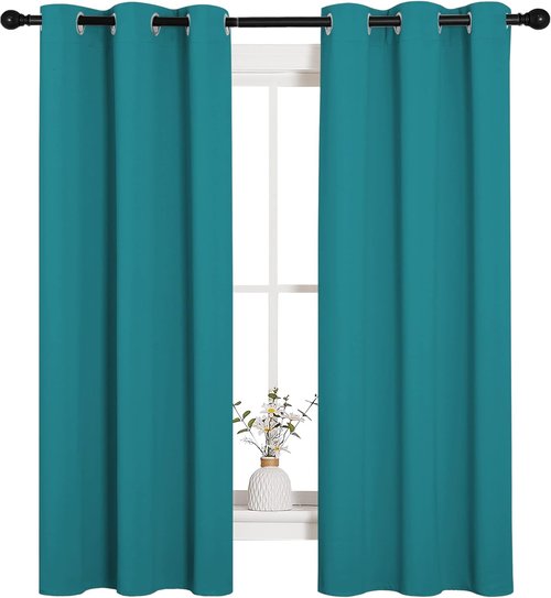 NICETOWN Blackout Curtains - Thermal Insulated Grommet Design for Elegant Bedrooms | 63-Inch Length, Peacock Teal, 2 Panels