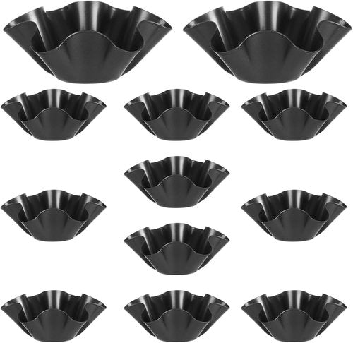 LANIAKEA Tortilla Bowl Maker - 12PCS Non-Stick Carbon Steel Taco Shell Pans | 6.5in for Home Cooking