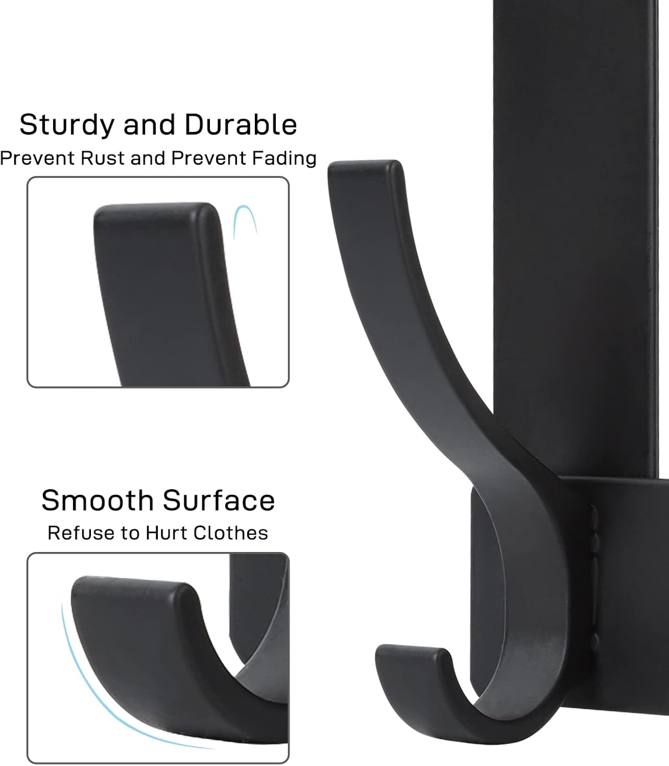 Optish Over The Door Hooks - 12 Coat Hook Towel Rack for Bathroom | Black, Space-Saving Design