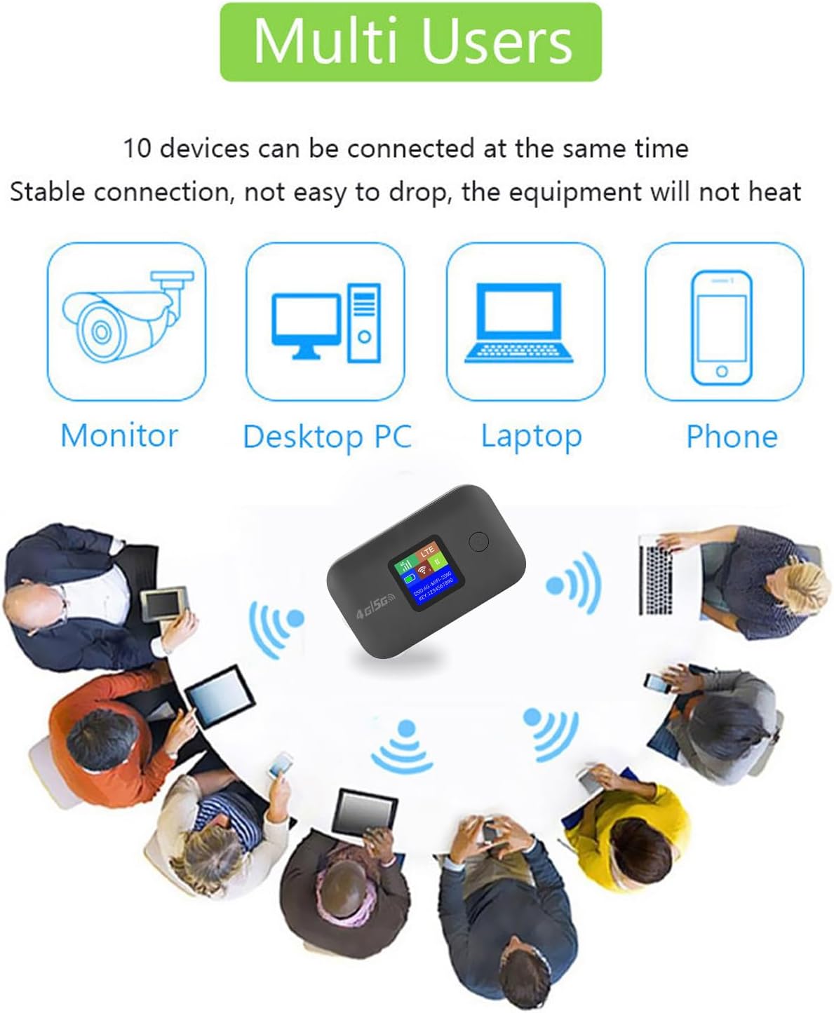 Vikye 4G 150Mbps 810 (A8) Portable WiFi Hotspot, LTE Mobile Router with SIM Card Slot, for Travel Supports Devices USB