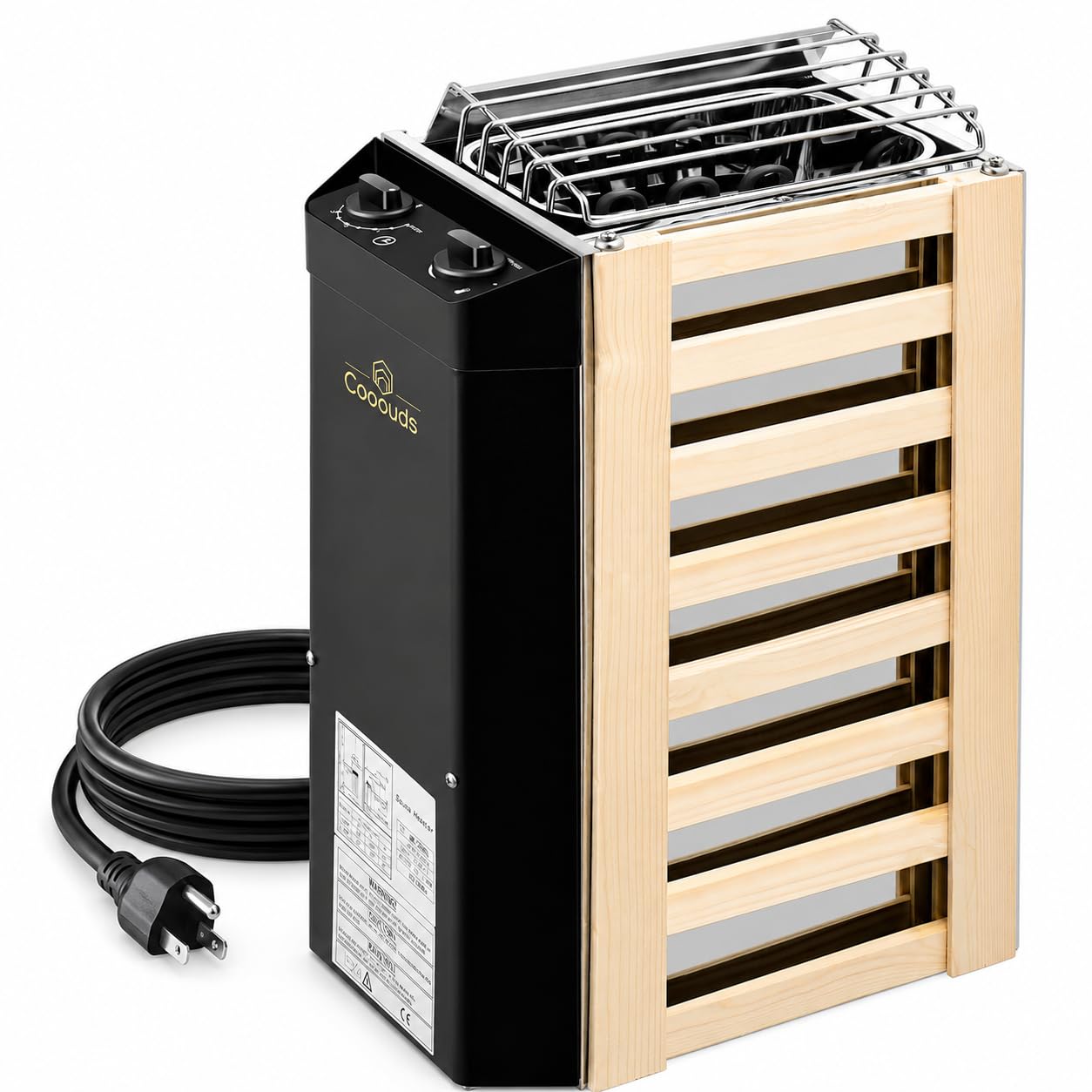 2KW 110V Sauna Heater with Plug, No Need for Wiring, Plug and Play, 100 Cu.Ft. Heated Area, Electric Sauna Heater with 3h Timera and Internal Temperature Control, Suitable for Small Sauna Rooms