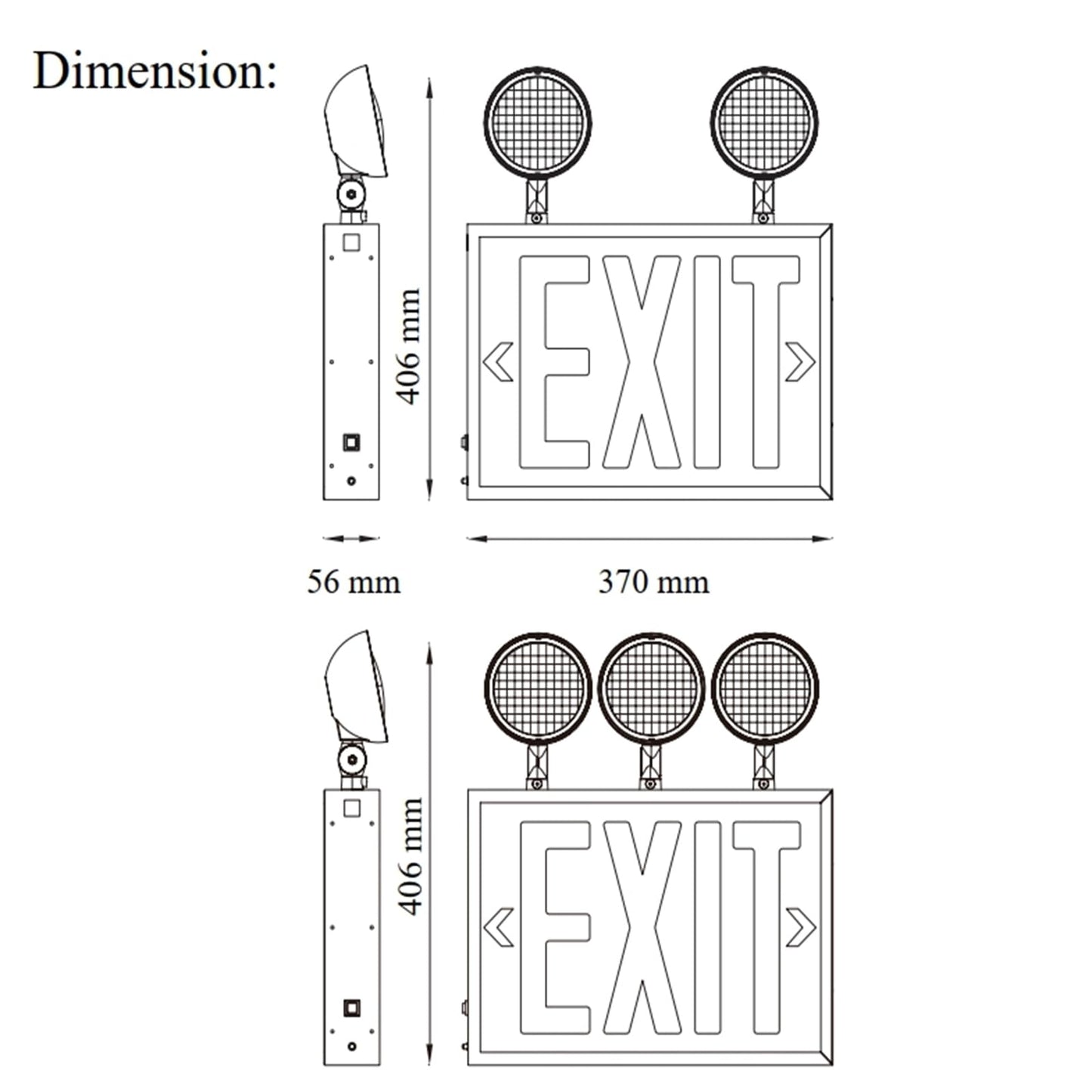 TANLUX New York Approved Emergency Exit Sign, Red Exit Signs with Emergency Lights, Hardwired with Battery Backup, AC 120/277V, Single and Double Faces, Two or Three Heads Optional