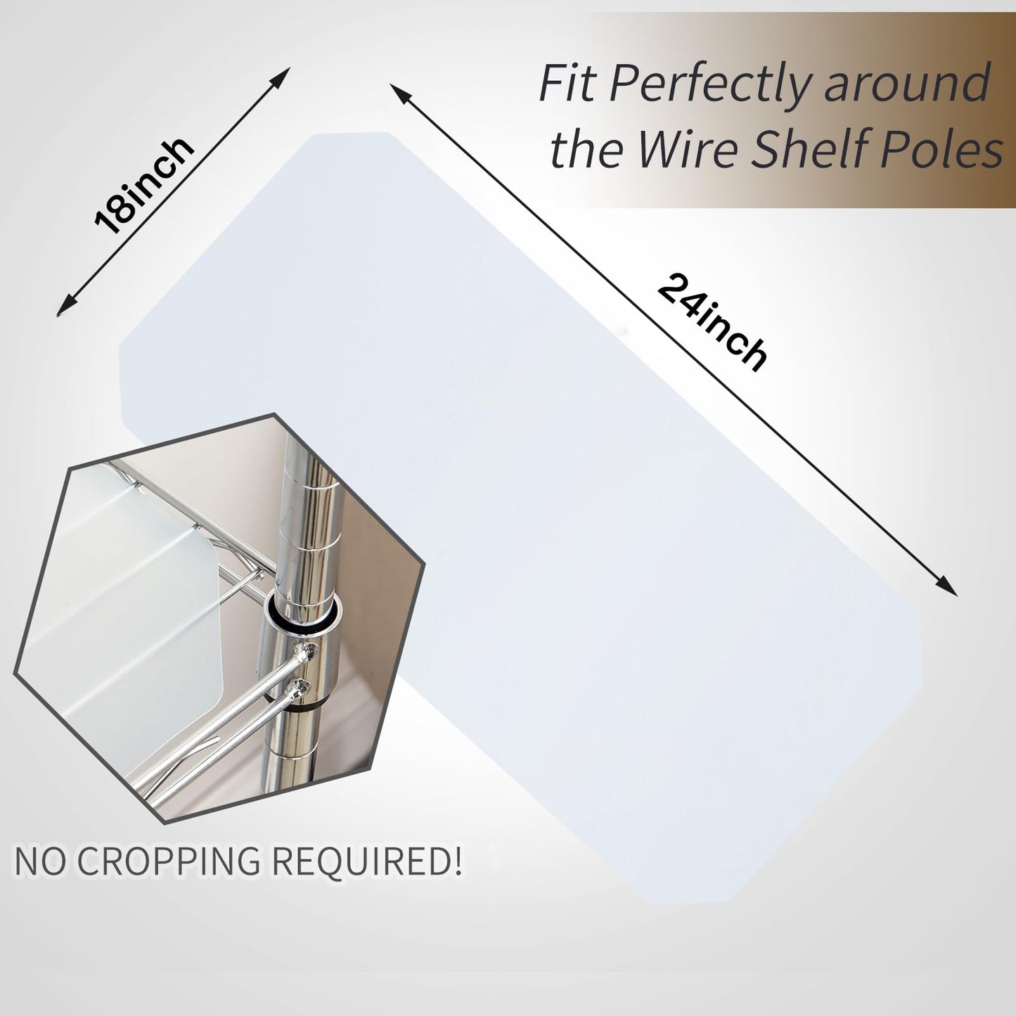 Poofzy Wire Shelf Liner 18" X 24", Non-Adhesive Plastic Shelf Liners for Wire Shelving, Waterproof Protector Mats (5PK, Clear)