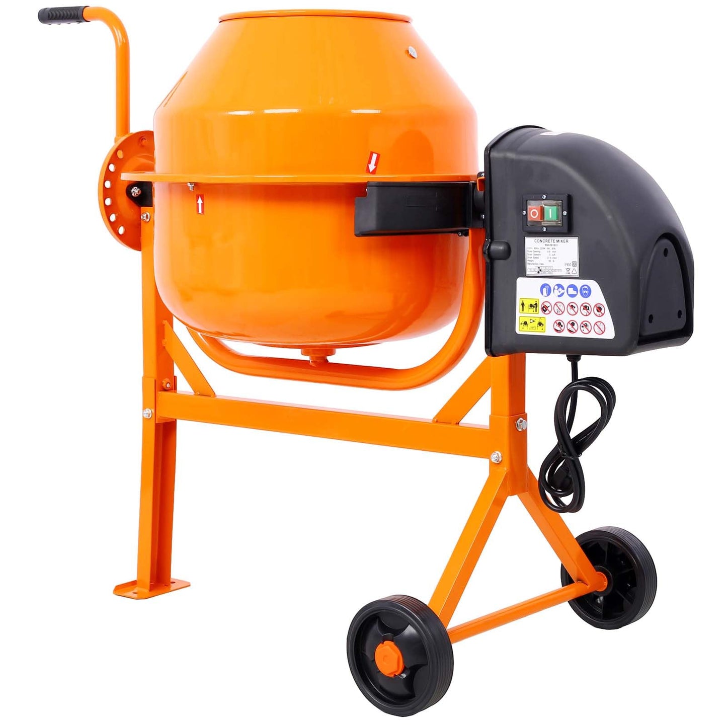 Electric Cement Mixer, 3 Cubic Ft, Portable Wheelbarrow Concrete Mixer with 550W Motor & 6-inch Wheels, 1/3 HP Concrete Mixing Machine Tools for Stucco, Mortar, Seeds, Feed (3 Cubic Ft)