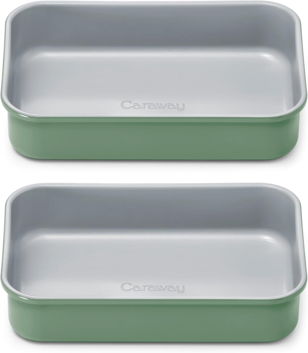 Caraway Nonstick Baking Pan Duo - 9â x 6.5â Deep Ceramic Pan, Non-Toxic & PTFE Free - Sage Color