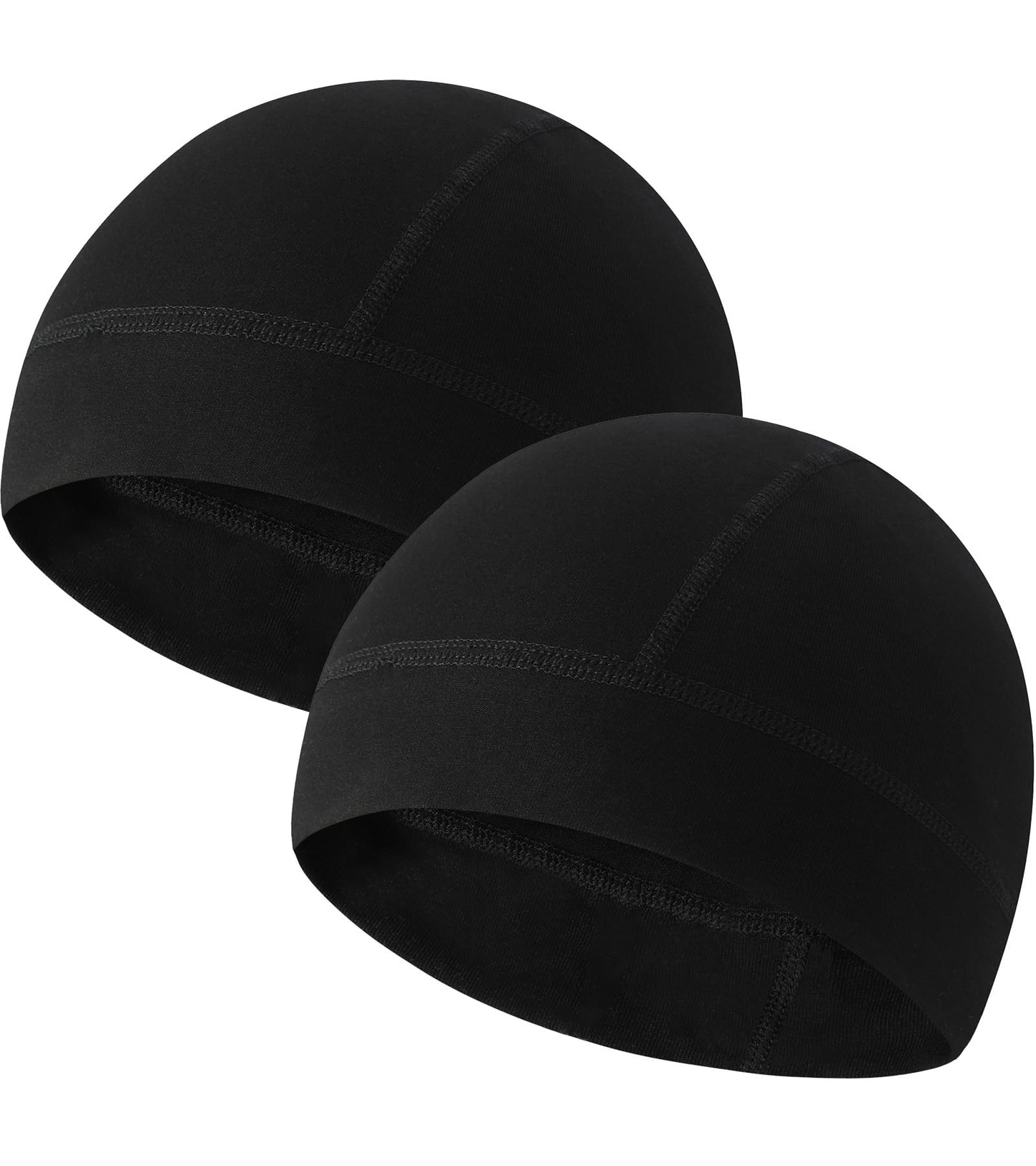 Hovyjumz 2 Pieces Cotton Skull Caps for Men Women Helmet Liner Breathable Sleep Hat Chemo Headwear Running Cap