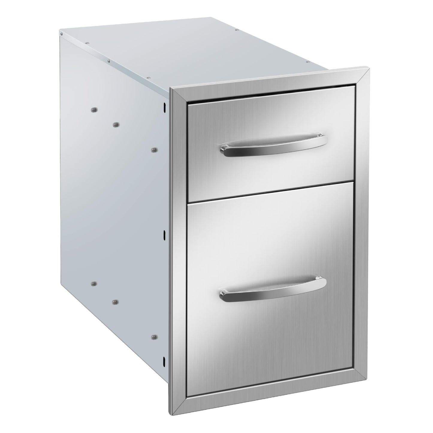 Migoda Outdoor Kitchen BBQ Drawers Stainless Steel Built-in with Handle Weatherproof Storage for Outdoor Grill Station Accessories (13''W x 20.5''H x 21''D)