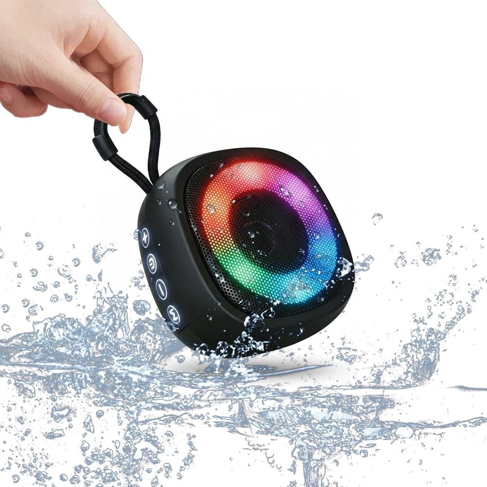 Treayes 5.4 Mini Bluetooth Speaker with RGB Lights, Portable Small Wireless Speaker with Deep Bass, Bluetooth Compact