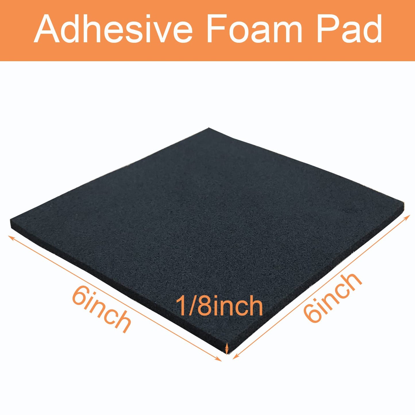 8 Pcs Black Adhesive Foam Padding, Closed Cell Foam Sheet 1/8" Thick 6 Inch X 6 Inch, Adhesive Neoprene Rubber Pad Self Stick Anti-Slip Anti Vibration Pad (6inX 6inX 1/8in, 8)
