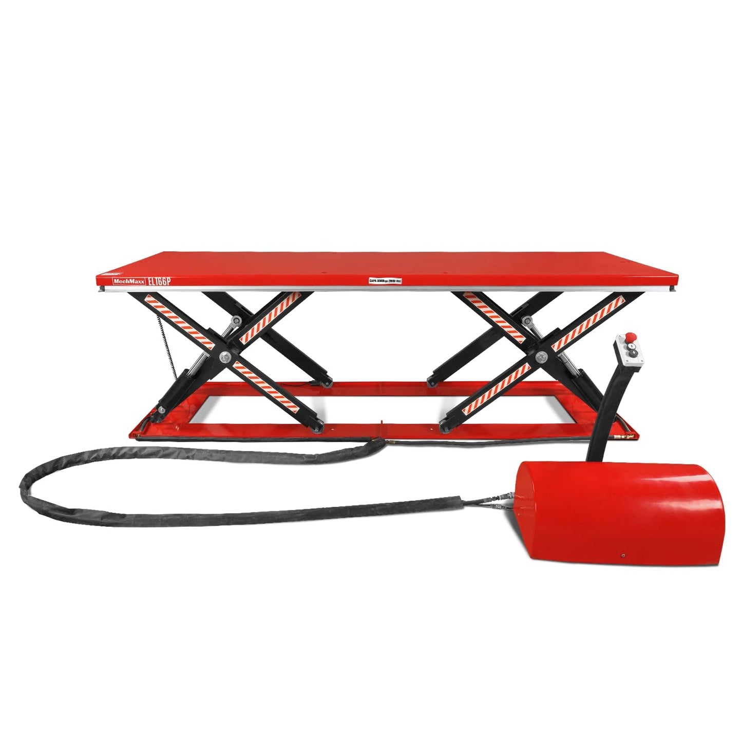 Mechmaxx Stationary Electric Hydraulic Parallel Double Scissor Lift Table 6600lb Capacity, 112.9” x 39.4”Platform, 34.3”Lift Height,UL Certified Motor,Model ELT66P