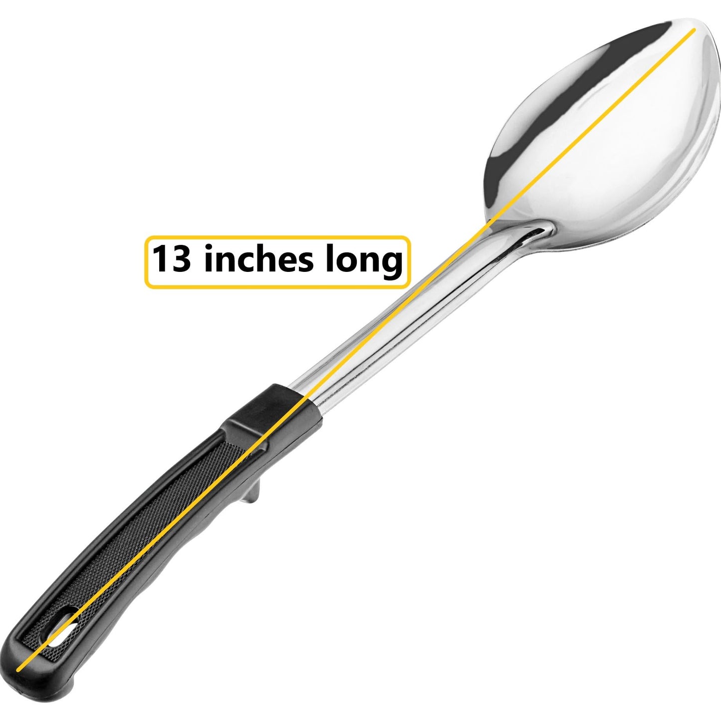 13" Stainless Steel Serving Spoons – (Pack of 12) | Commercial Kitchen Utensils | Restaurant Quality Chef Basting Spoon with Heat-Resistant Coated Handle (12)