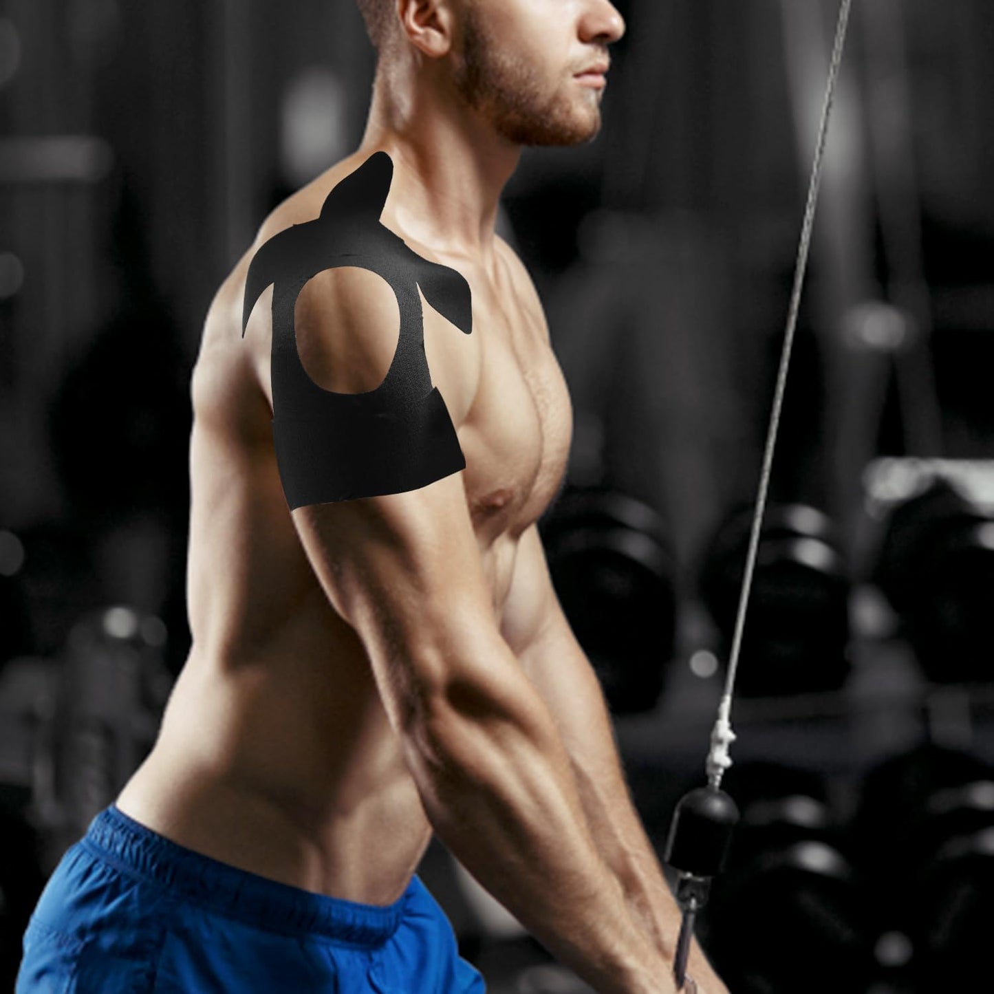 10pcs Precut Kinesiology Tape for Shoulder, Waterproof Breathable Elastic Kinesiology Athletic Tape Elastic & Latex-Free Sports Patch Strips for Shoulder Muscle Support & Stability