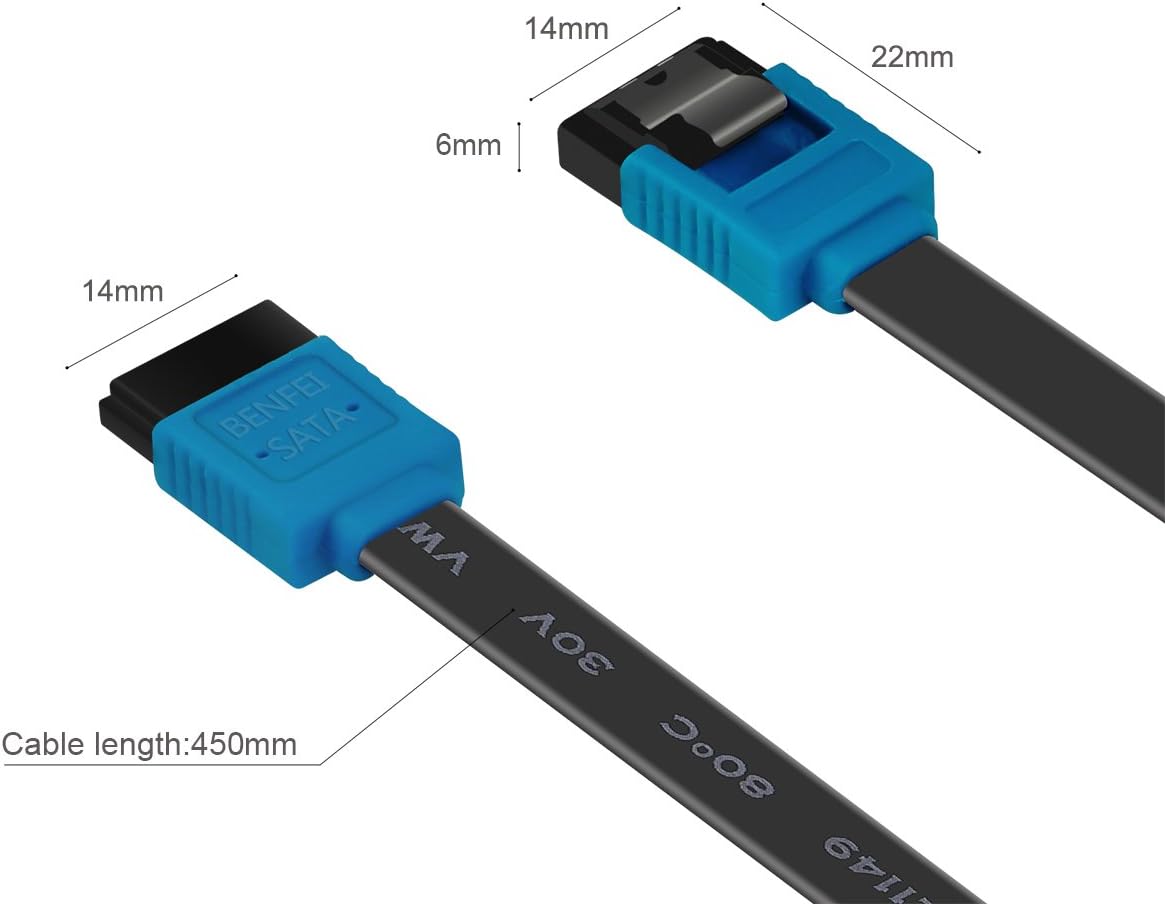 12 Pack 6Gbps 18 Inch Benfei SATA Cable III, SATA Cable III Straight HDD SDD Data Cable with Locking Latch for SATA
