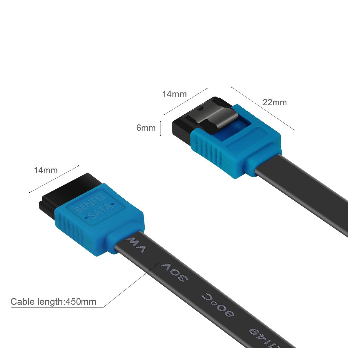 3 Pack 6Gbps 18 Inch SATA Cable III, Benfei SATA Cable III Straight HDD SDD Data Cable with Locking Latch for SATA HDD