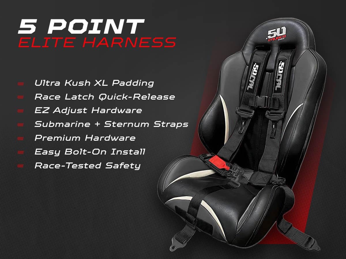 1pc 5 Point Harness for Bucket Seat, Quick Release, 10 Color Options, Racing Harness 5 point, Race Car, Off Road, UTV, RZR (Stealth Black 5pt, 3in) [6365]