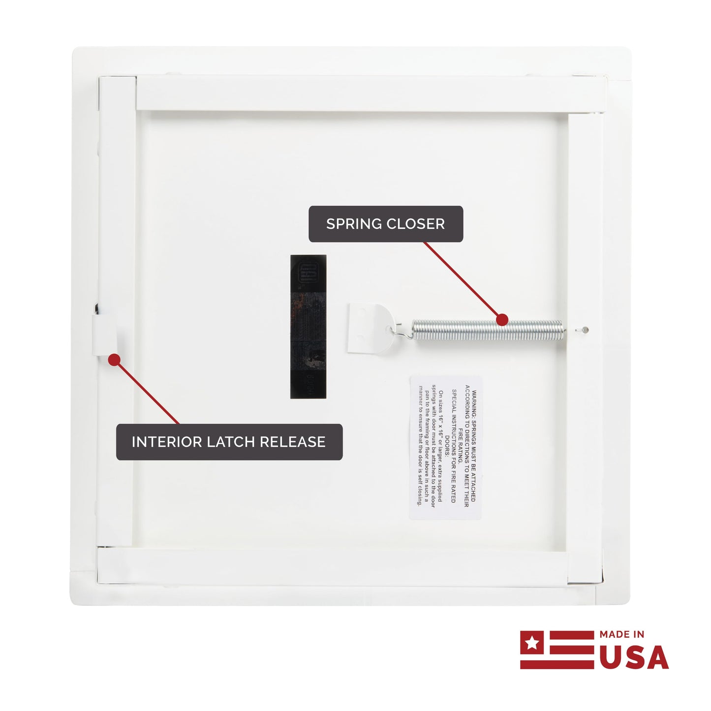 Linhdor Nova 8000 Fire Rated Access Door, 2 Hr Wall / 1 Hr Ceiling, Flush Steel Panel, UV & Salt Spray Rated, Insulated, Interior Latch, Commercial Grade Access Panel – Made in USA
