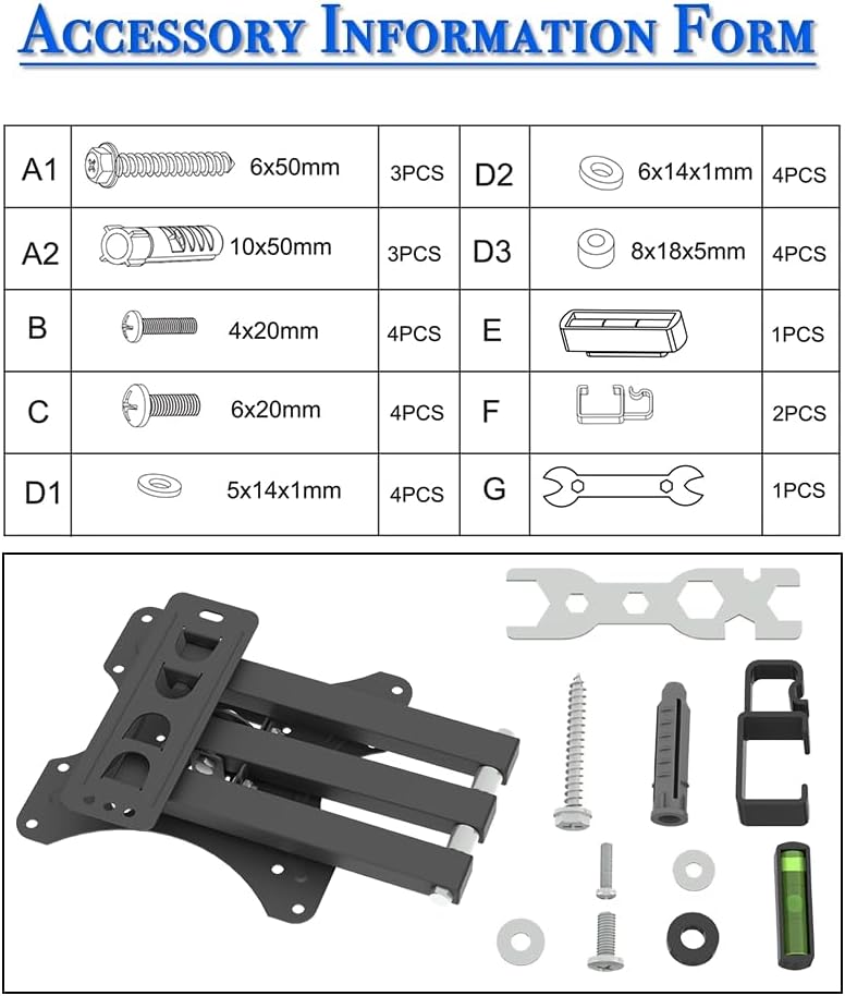 Generic 26-50" Adjustable Wall Mount Bracket Rotatable TV Stand with Spirit Level