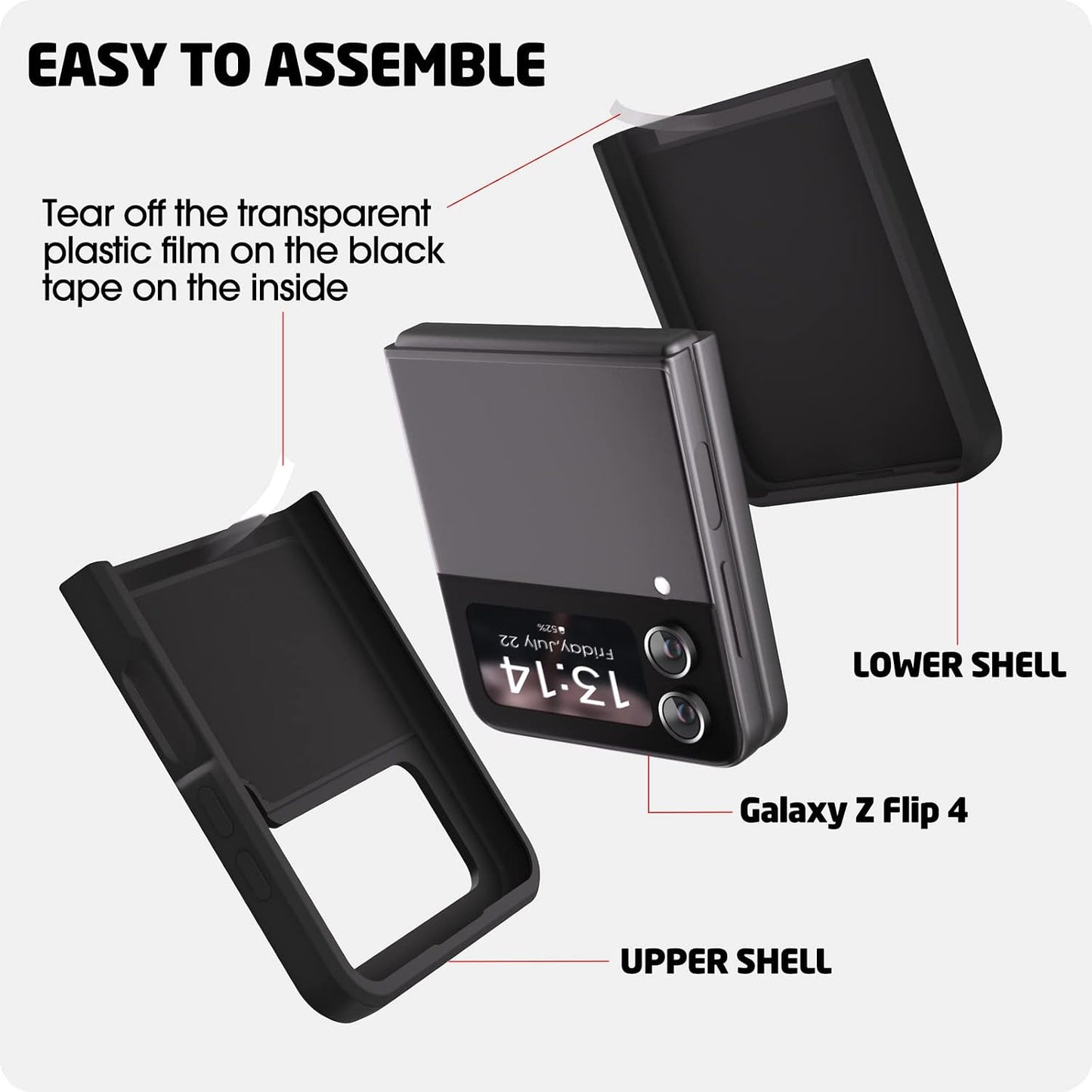 ABITKU 4 360Ring 4 6.7 inch Compatible with Galaxy Z Flip Case, Silicone with Kickstand Holder Microfiber Cloth