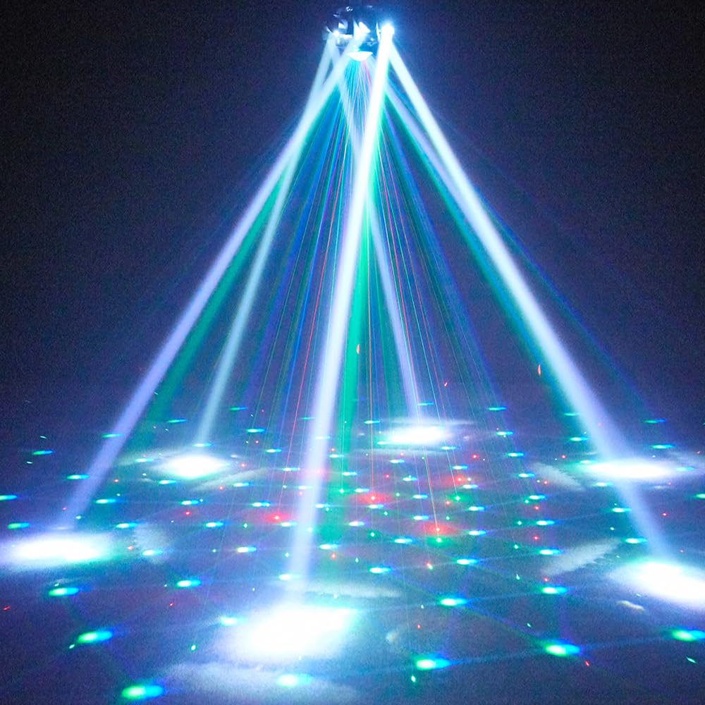 Moving Head DJ Lights, Rualin 120W Stage Light 4 in 1 with RGBW 6 Arms Beam, Kaleidoscope Light, Red Green Starry and White Amber Strobe, Remote & DMX Control for Disco Club Party DJ Stage Lighting