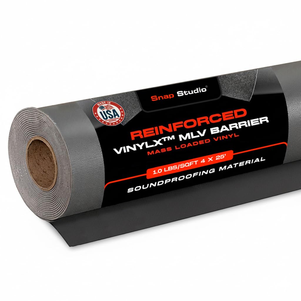 VinylX™ Reinforced Mass Loaded Vinyl (MLV) - Flexible, Heavy Duty Soundproof Barrier for Walls, Ceilings, Floors – ASTM Rated, USA Made – 1.0 lb/sq ft, 48" x 25' Roll