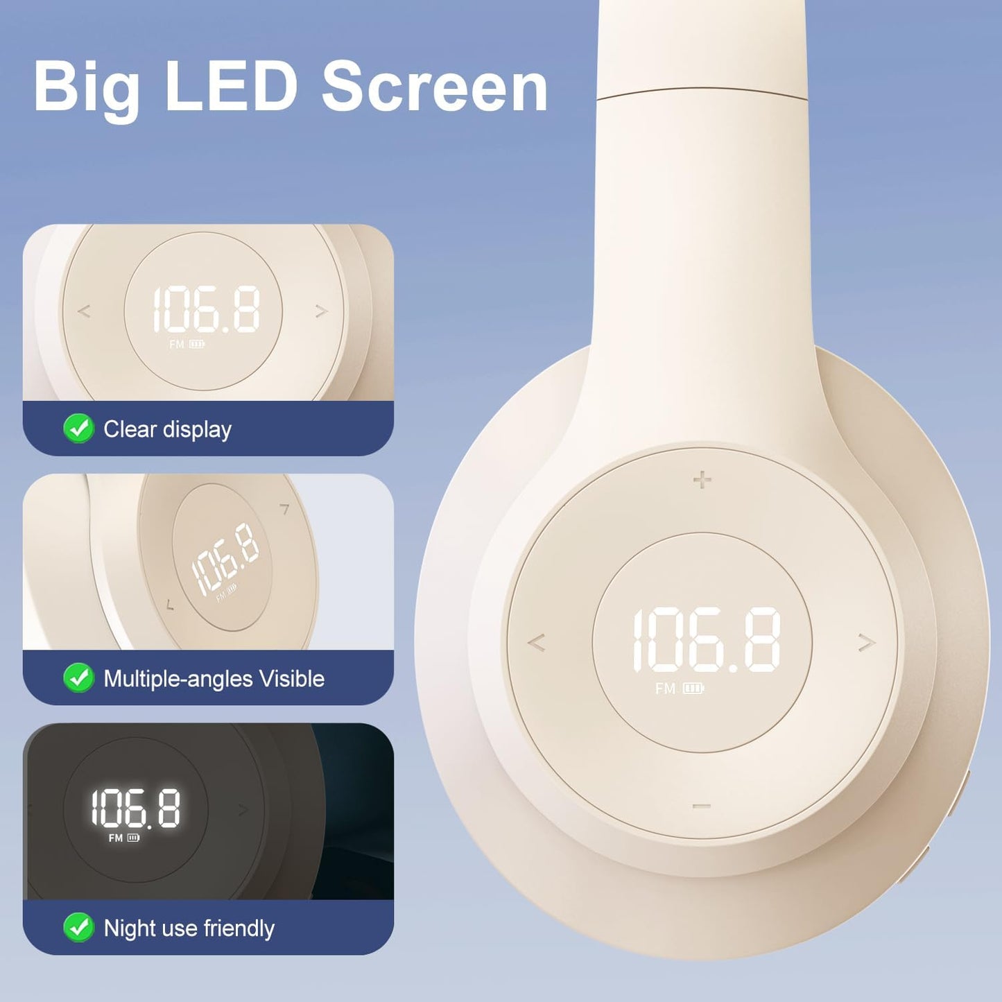 X5 Headset Rechargeable & Portable FM Radio Headphones with Best Reception, LED Display, Soft Ear Muffs, FM Radio
