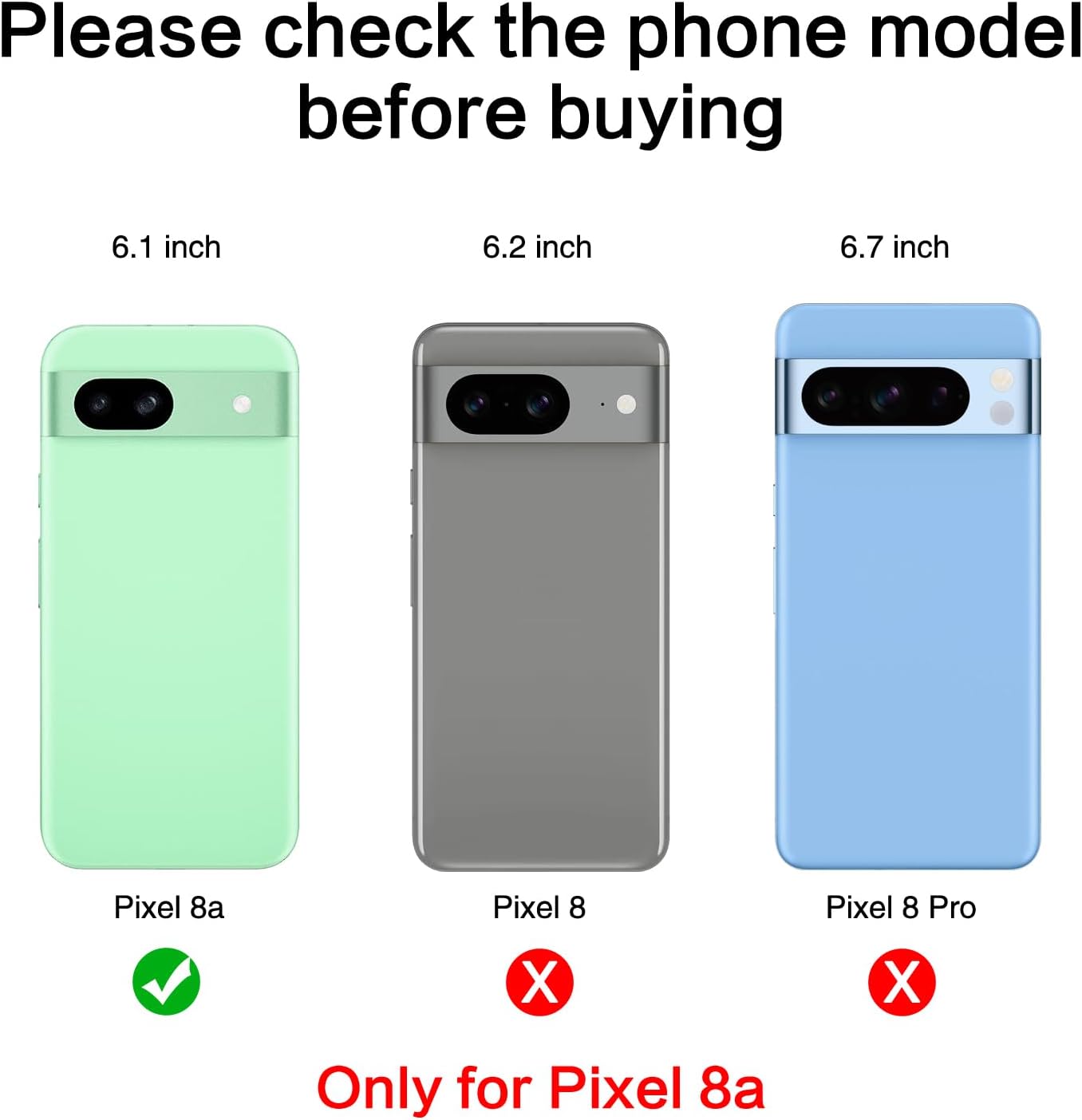 ASDAWN 2PCS 8a 6.1 Inches 8a Set Back Rear Camera Lens Glass Replacement for Google Pixel with Pre-Installed Adhesive