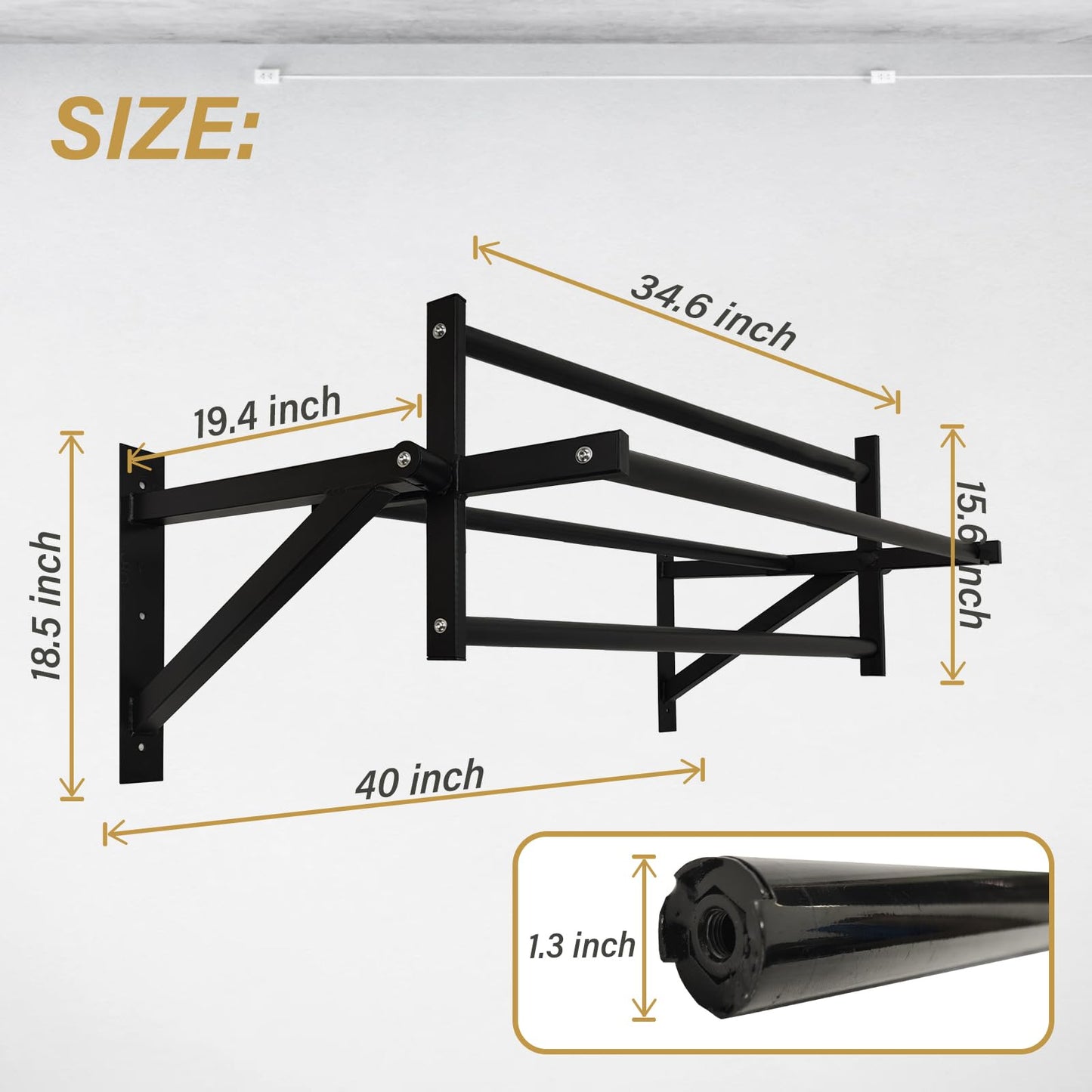 BDL Wall Mounted Rotating Pull Up Bar Speed Climbing Chin Up Bar Wall-Mounted Training Frame, Rotate or Fix Bar for Climbing Training Supports to 440 Lbs