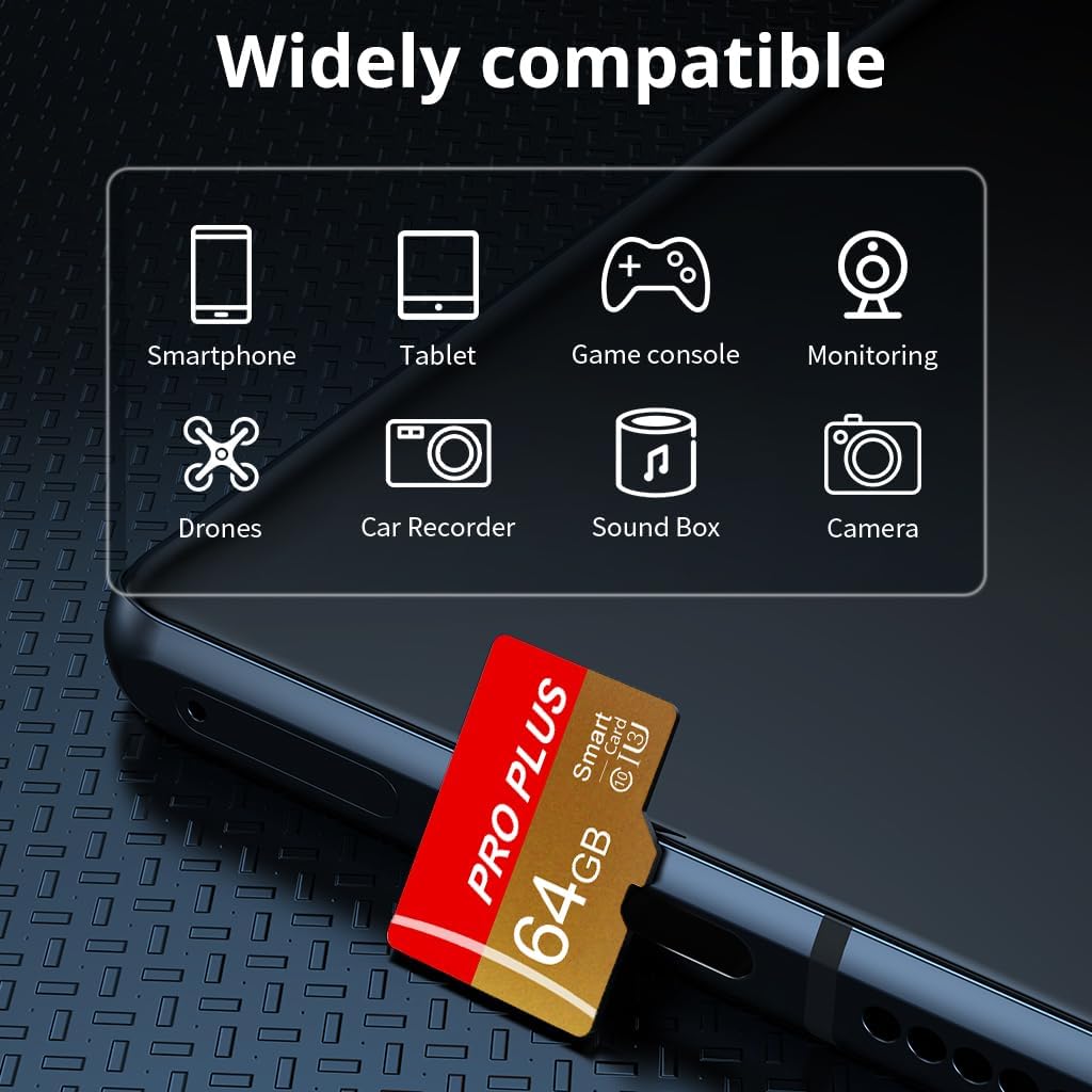 Bliksem 3 Pack 64GB C10 A1 (TF162 64GB-3 Pack) TF Card with Adapter, High Speed Memory Card, UHS-I Memory TF Card