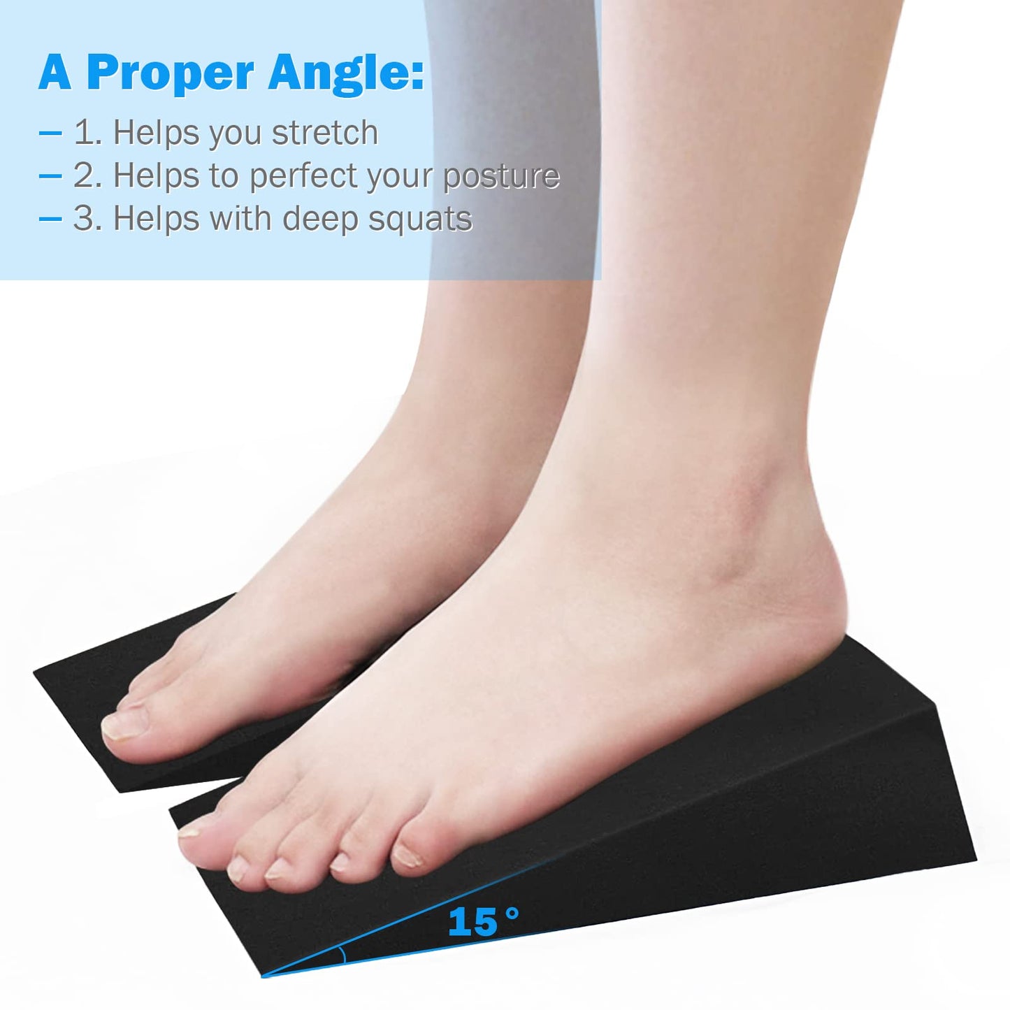 Inlisy 12'' Hard Foam Wedge Slant Board - 2 Pcs Calf Stretcher for Yoga, Squats and Physical Therapy