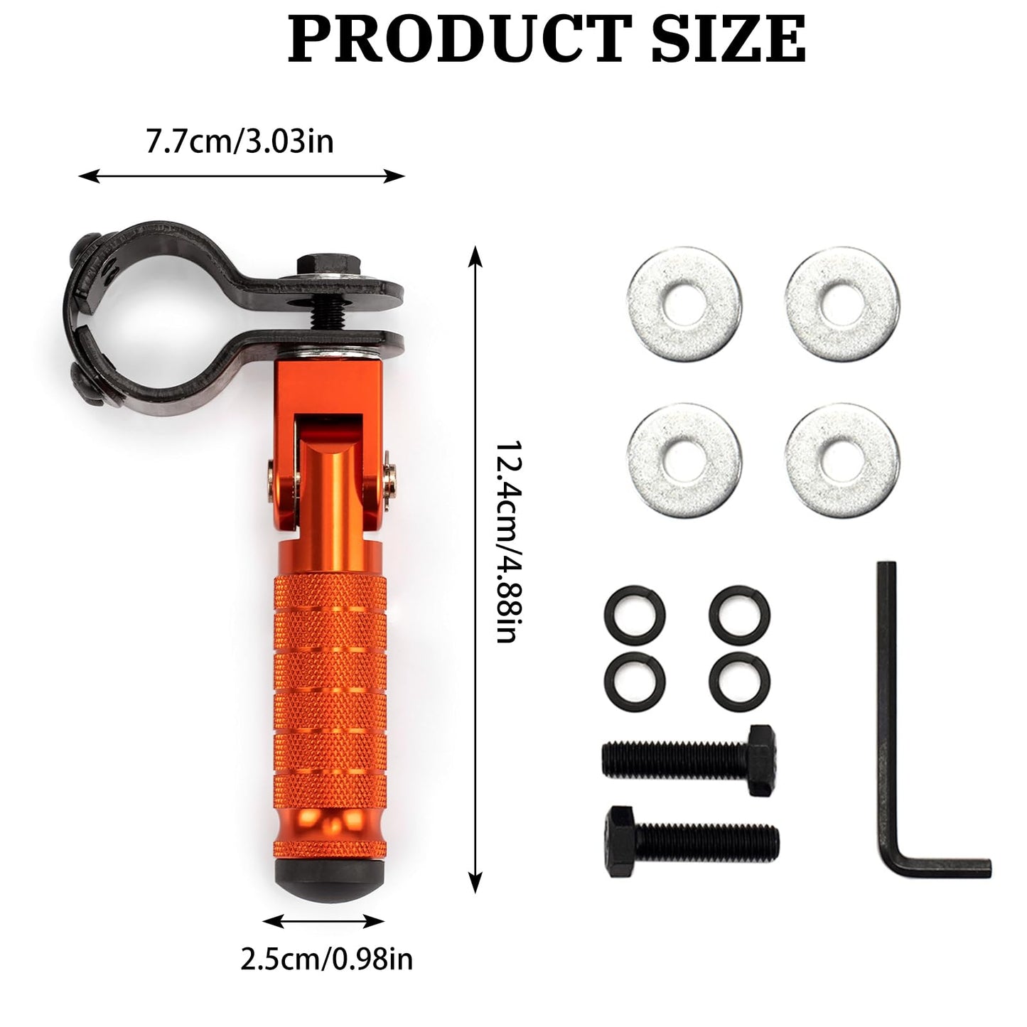 XINGWU M8 Motorcycle Foot Pegs 90 Degree Foldable Footpegs CNC Anti-Skid Footrest Universal for Yamaha Honda Suzuki Aprilia Electric Car Motorbike Mini Bike Dirt Pit Bike Passenger Pedal (Orange)