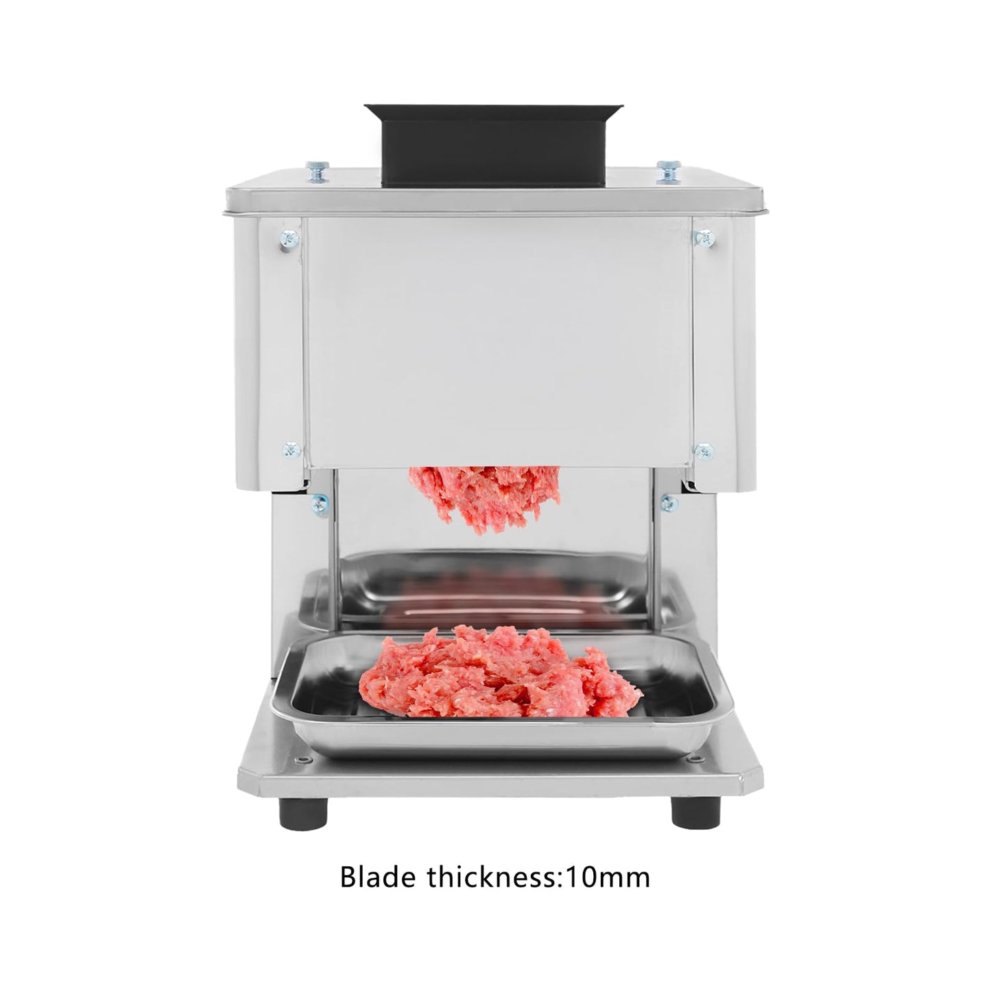 10mm Commercial Meat Silcer 1500W Electric Meat Cutter Machine Heavy Duty Meat Cuber Machine for Beef Turkey Chicken Pork and Fish 330.69Lbs/H (10mm/0.39in)