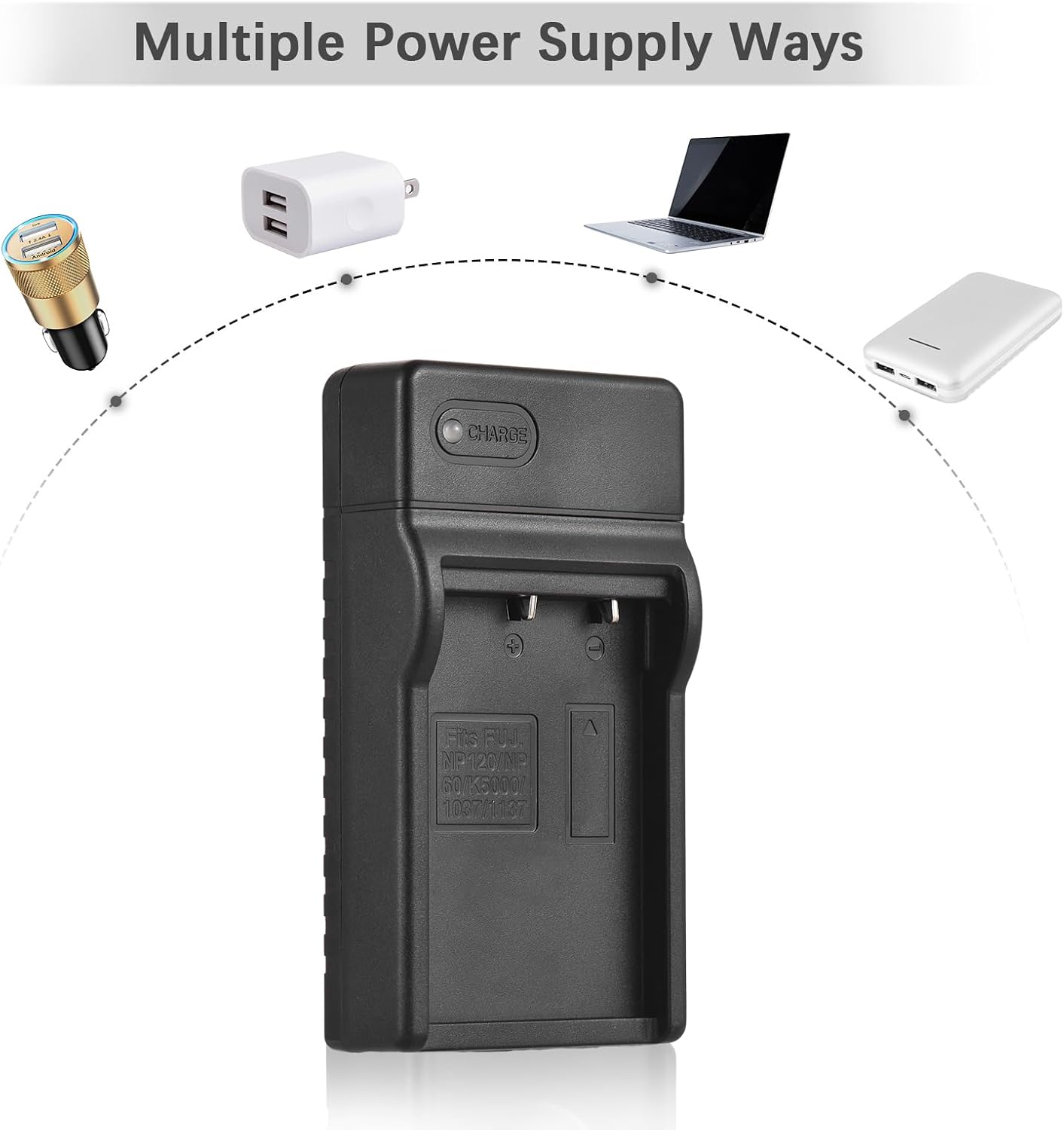 Andoer NP-120 HDR-AC3/ HDR-AC5/ HDR-AZ50/ HDR-V12/ HDR-V7 Battery Charger with LED Indicator Type-C Port & USB Cable