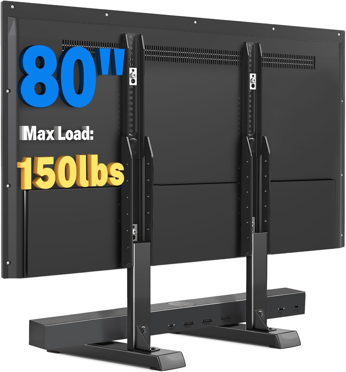 Rfiver 24-80 Inch 65 75 80 Inch 150 lbs, Universal TV Stand Base for TVs, Table Top TV Stand with Adjustable Height
