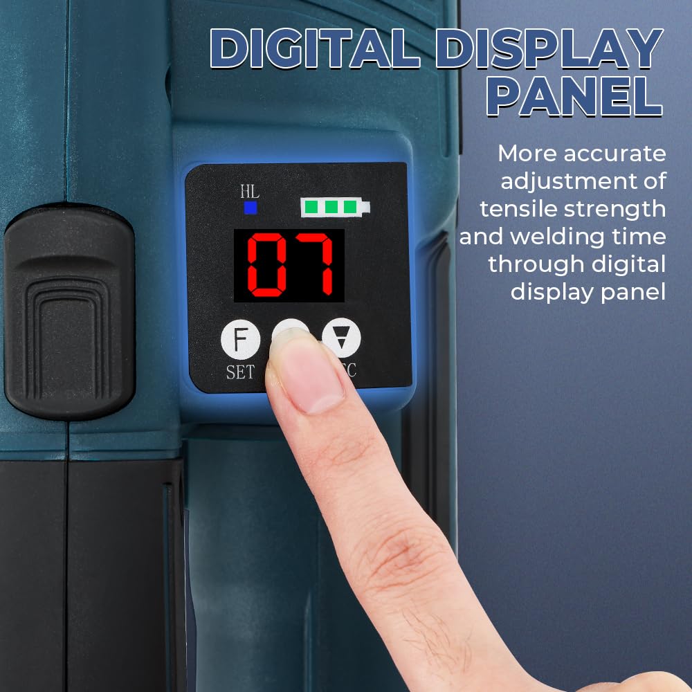Flyrivergo Electric Strapping Machine 2 x 4000mAh Battery, Automatic Strapping Tool Banding Machine for 1/2-5/8in PP PET Straps Digital Display Tensioner Kit for Warehouse Pallet & Box Packaging