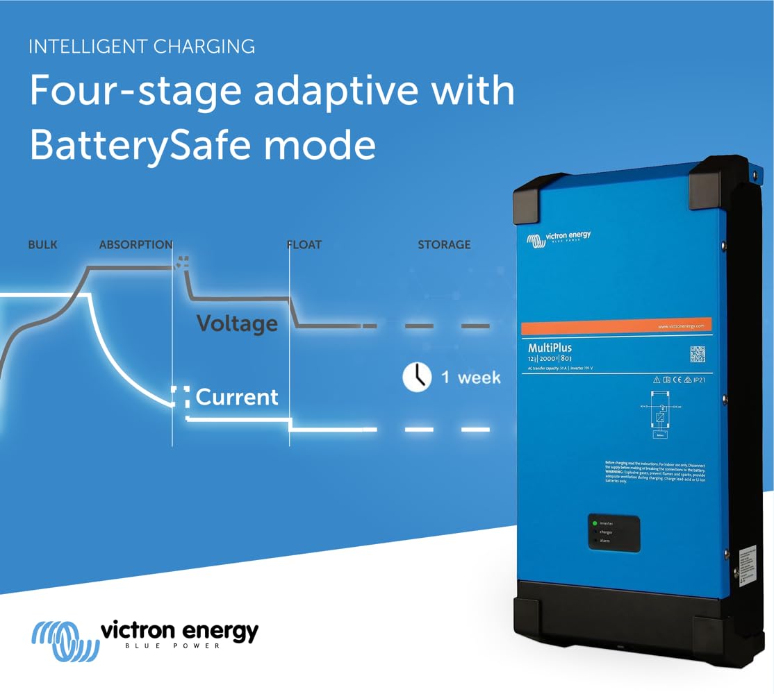 Victron Energy MultiPlus Pure Sine Wave Inverter Charger for 80 amp Battery, UL-Certified, 2000VA 12-Volt