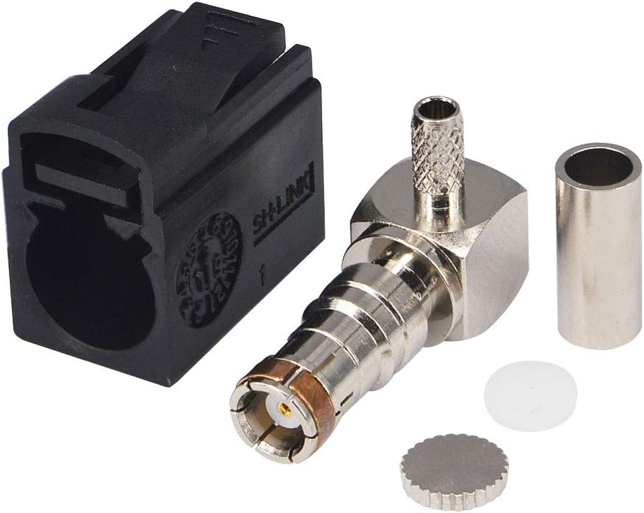 RG174 RG316 5PCS Fakra A RF Coax Right Angle Connector Crimp Jack Female for Black GPS Telematics or Navigation