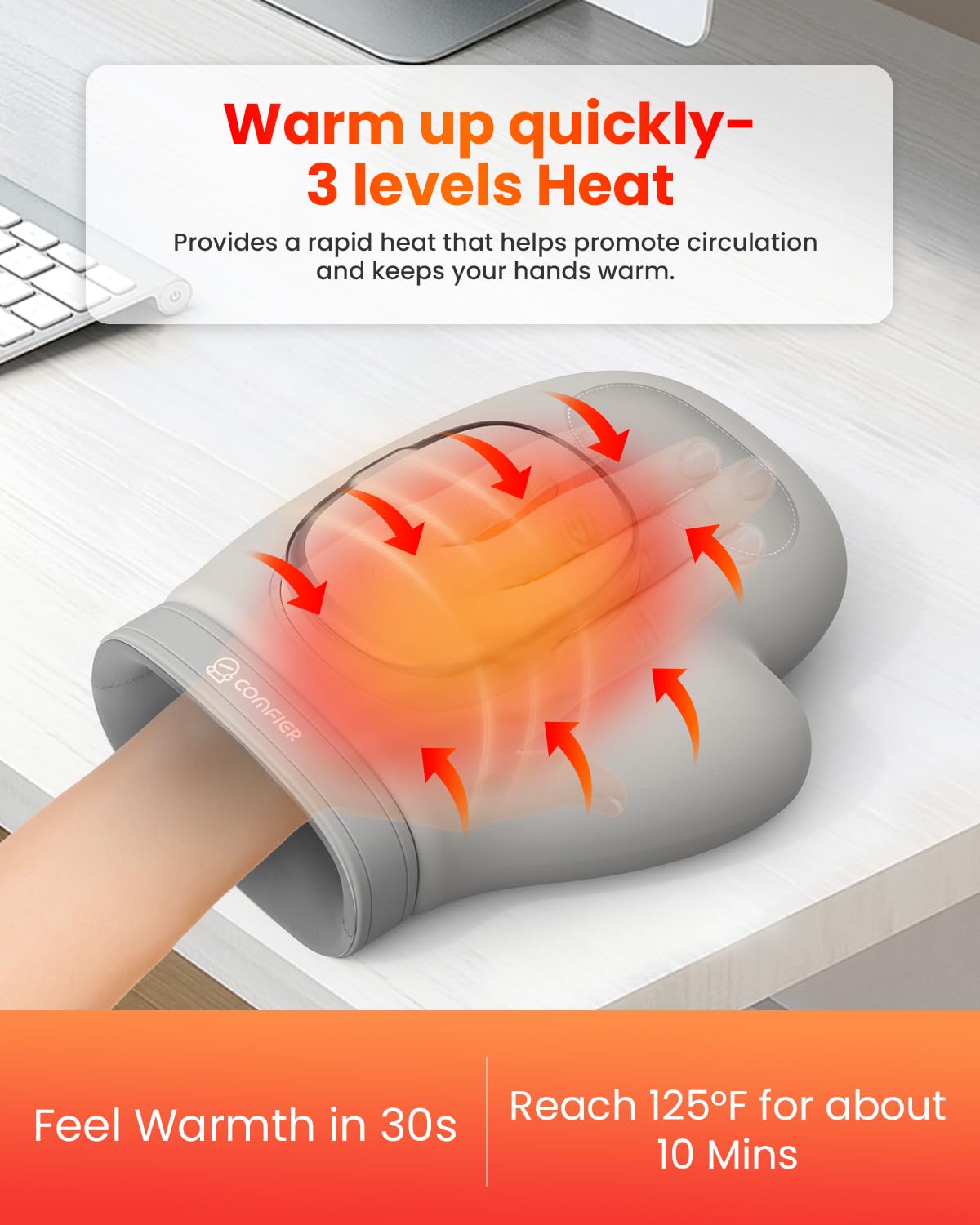 COMFIER【2026 Fathers Day Gift for Men， Cordless Hand Massager for Arthritis and Carpal Tunnel, Updated Bigger Electric Hand Massager with Heat and Compression,Wrist, Finger Massage