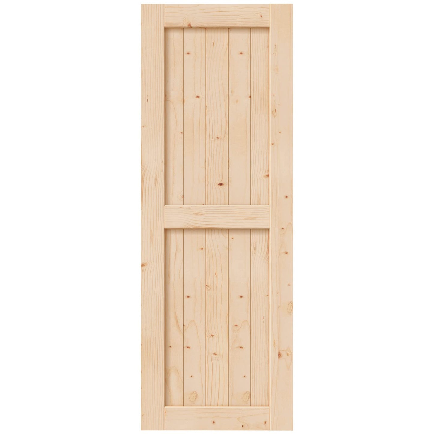 EaseLife 32in x 84in Sliding Barn Wood Door,Interior Doors,DIY Assemblely,Solid Natural Spruce Panelled Slab,Easy Install,Apply to Rooms & Storage Closet,H-Frame
