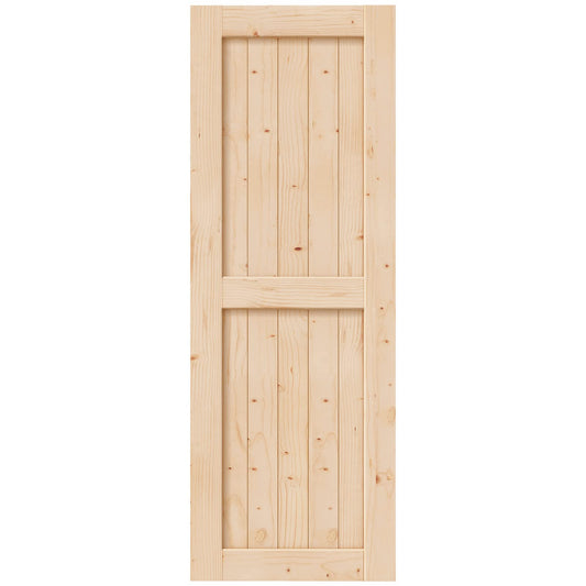 EaseLife 32in x 84in Sliding Barn Wood Door,Interior Doors,DIY Assemblely,Solid Natural Spruce Panelled Slab,Easy Install,Apply to Rooms & Storage Closet,H-Frame