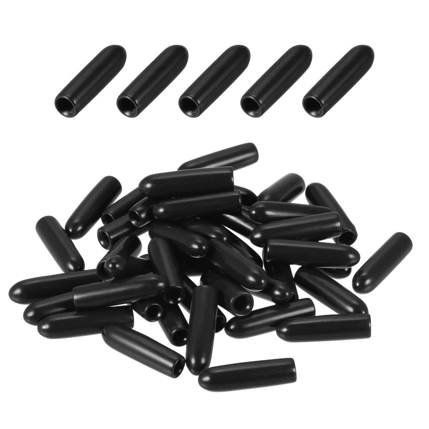 DMiotech 50 Pack 3/32" ID Black Screw Thread Protectors Rubber End Caps Bolt Covers for Screw Bolt Furniture Pipe