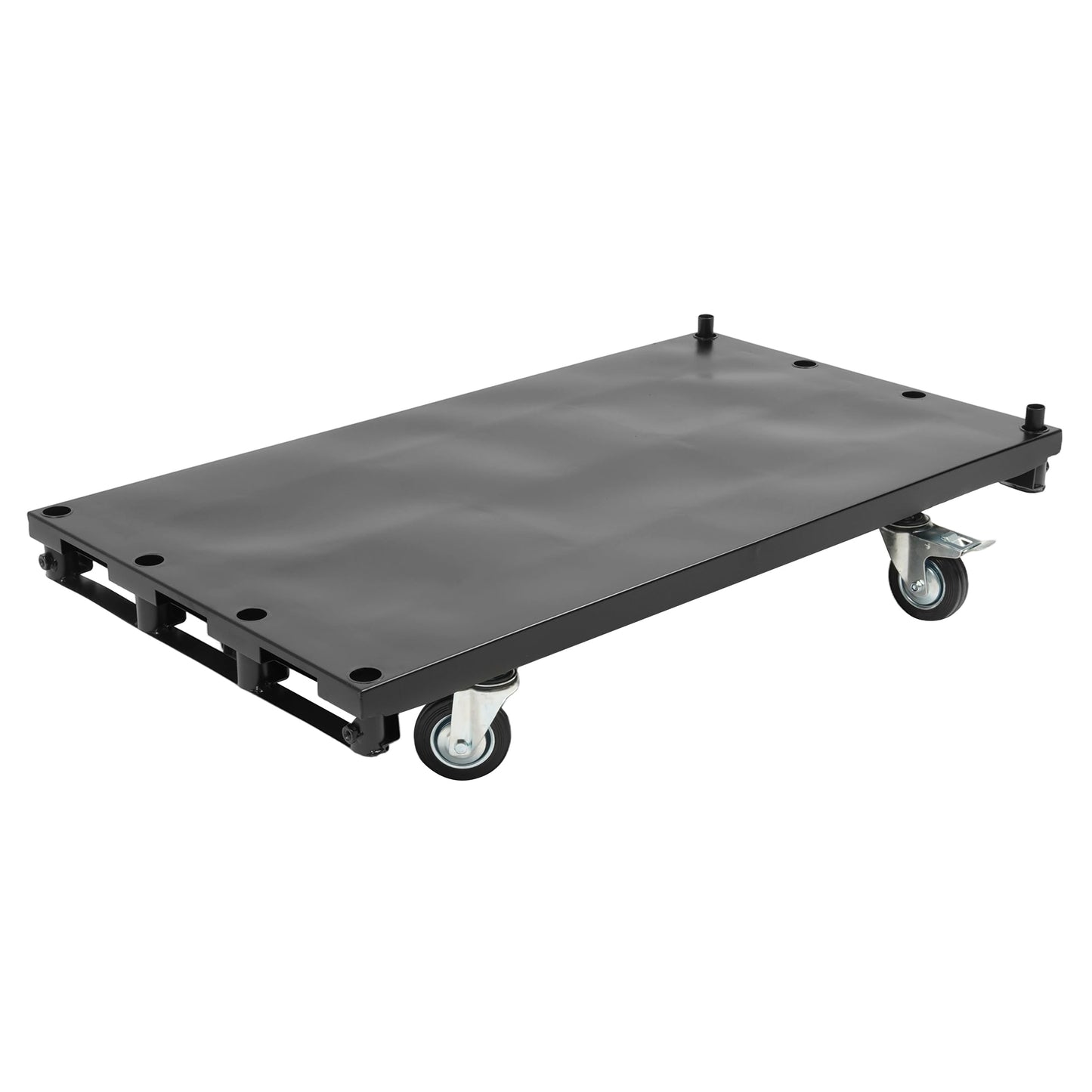 Reniecy Truck Cart 42x24 inch Platform Lumber Drywall Flat Dolly Cart with 1 Front & 2 Side Handrails & 4 Swivel Casters for Loading and Storage 2200 lbs Capacity Steel Powder Coated Black