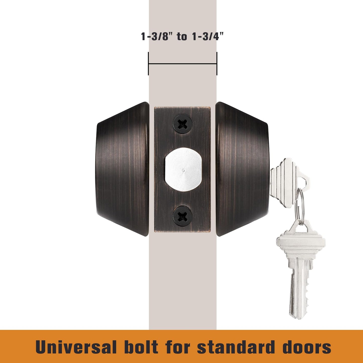 Probrico Oil Rubbed Bronze Round Double Cylinder Deadbolt Lock, Keyed Both Side Door Lock, Keyed Alike Combo 4 Pack