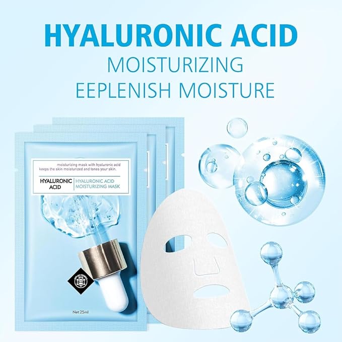 Face Sheet Mask Skincare for Women, Hyaluronic Acid Face Masks Sheets Skincare, Hydrating Sheets Facial Mask Moisturizing Face Mask for Women Skin Care, Facial Sheet Masks15 Packs